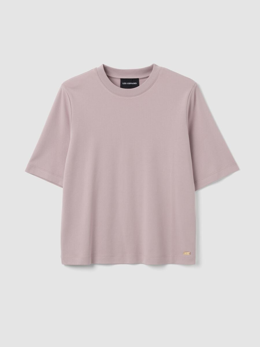 Pink boxy-fit T-shirt in cotton and viscose blend_4