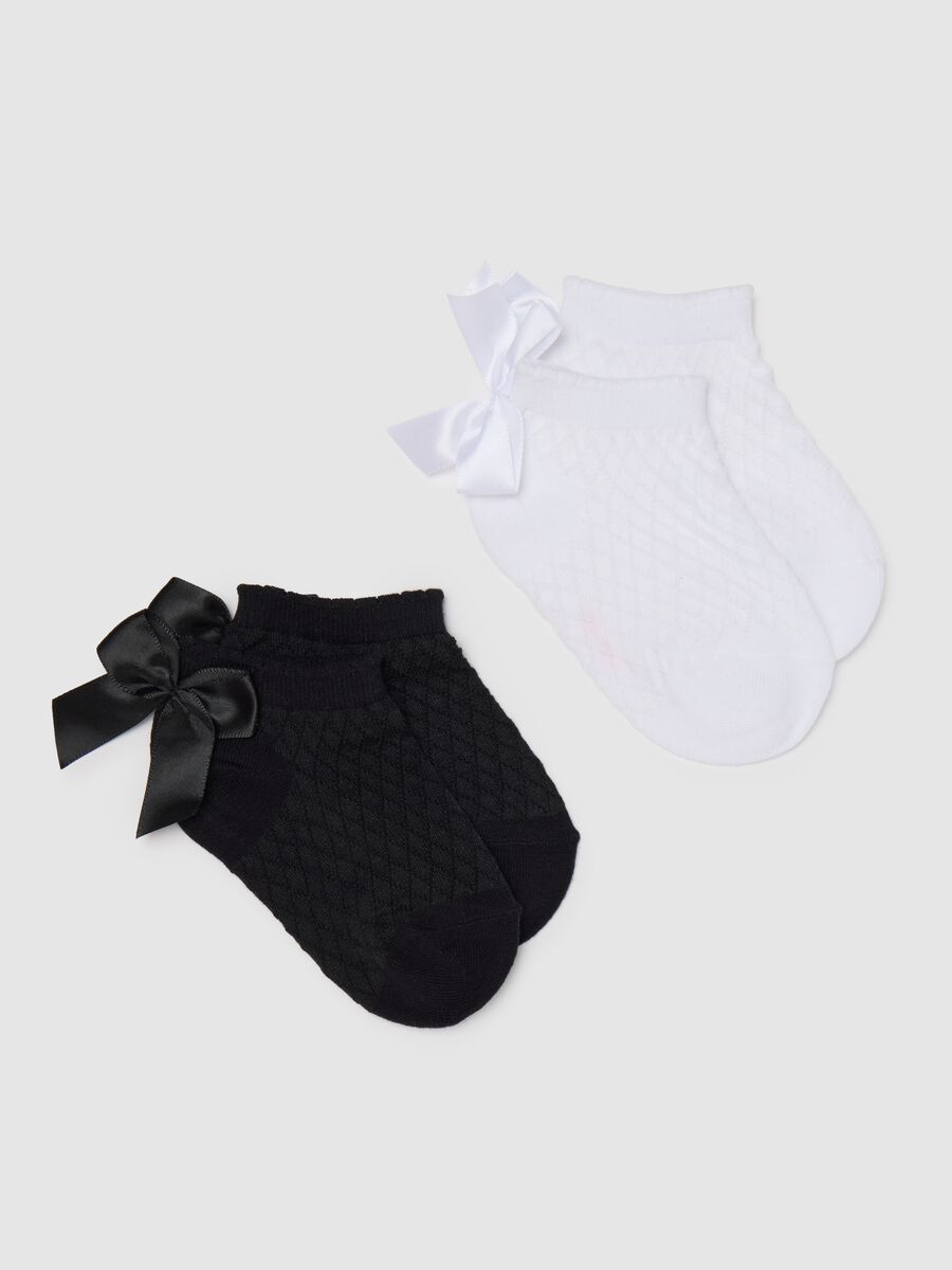 Girls' short socks with cotton bow detail_0