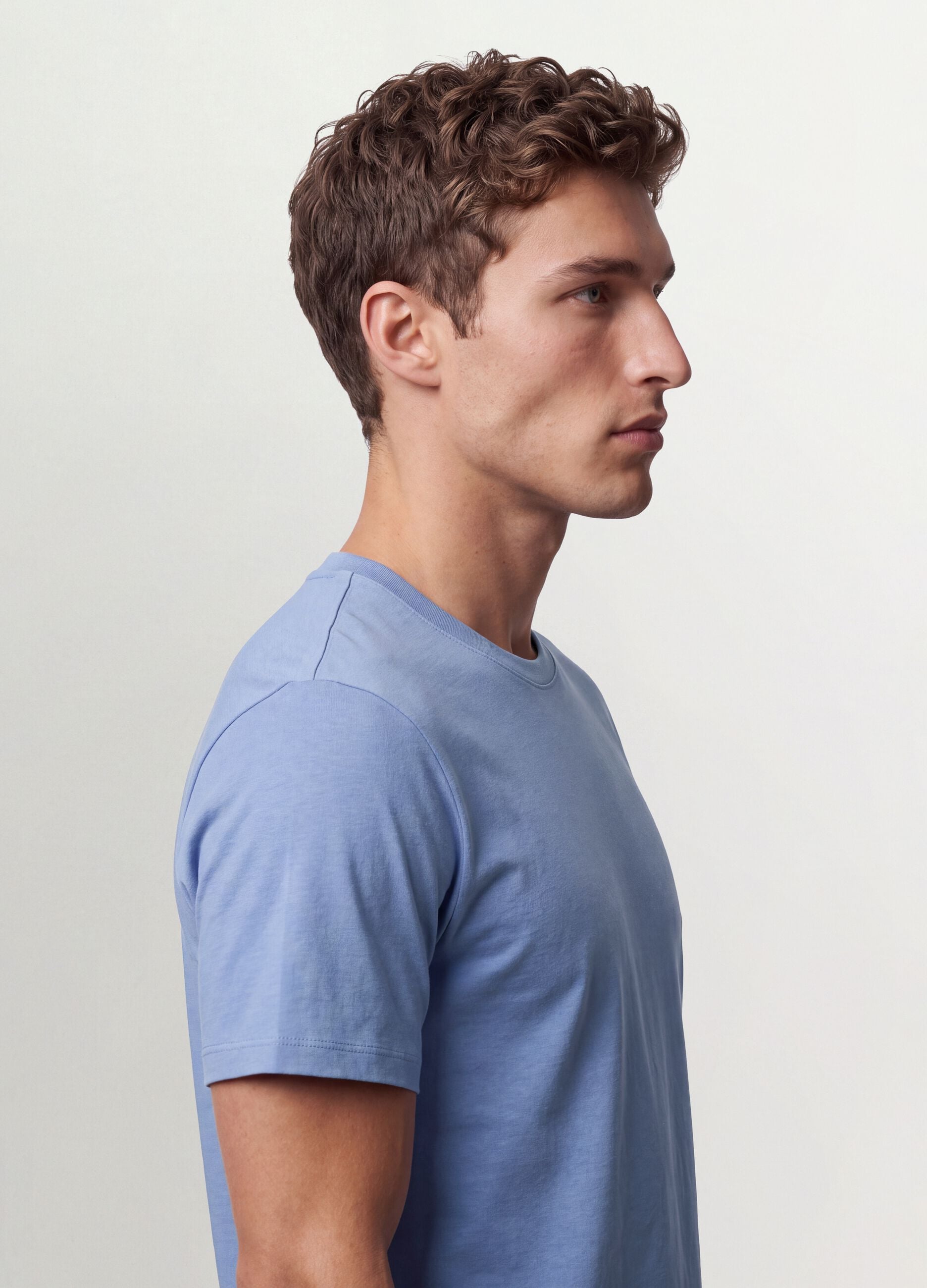 Blue regular-fit T-shirt in pure organic cotton jersey