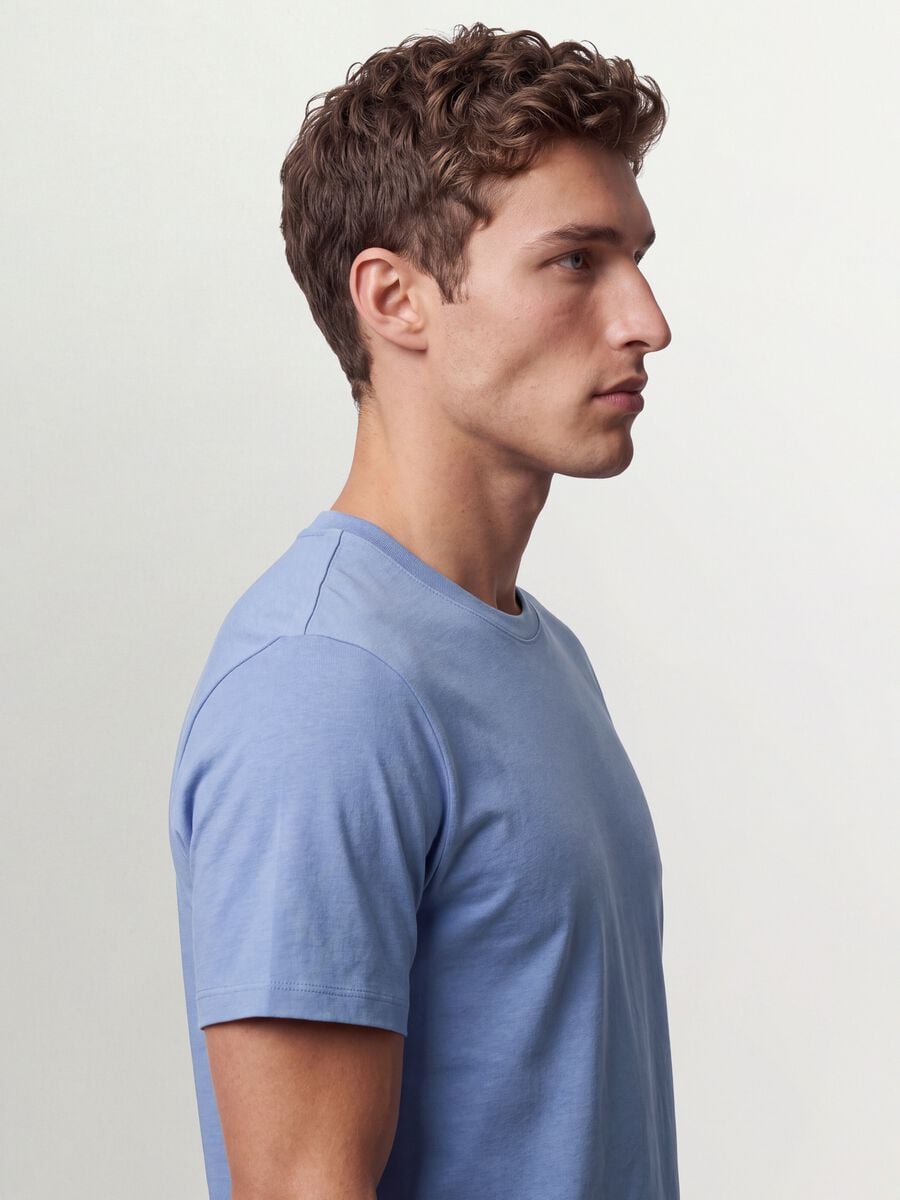 T-shirt blu in puro cotone organico jersey regular fit_2