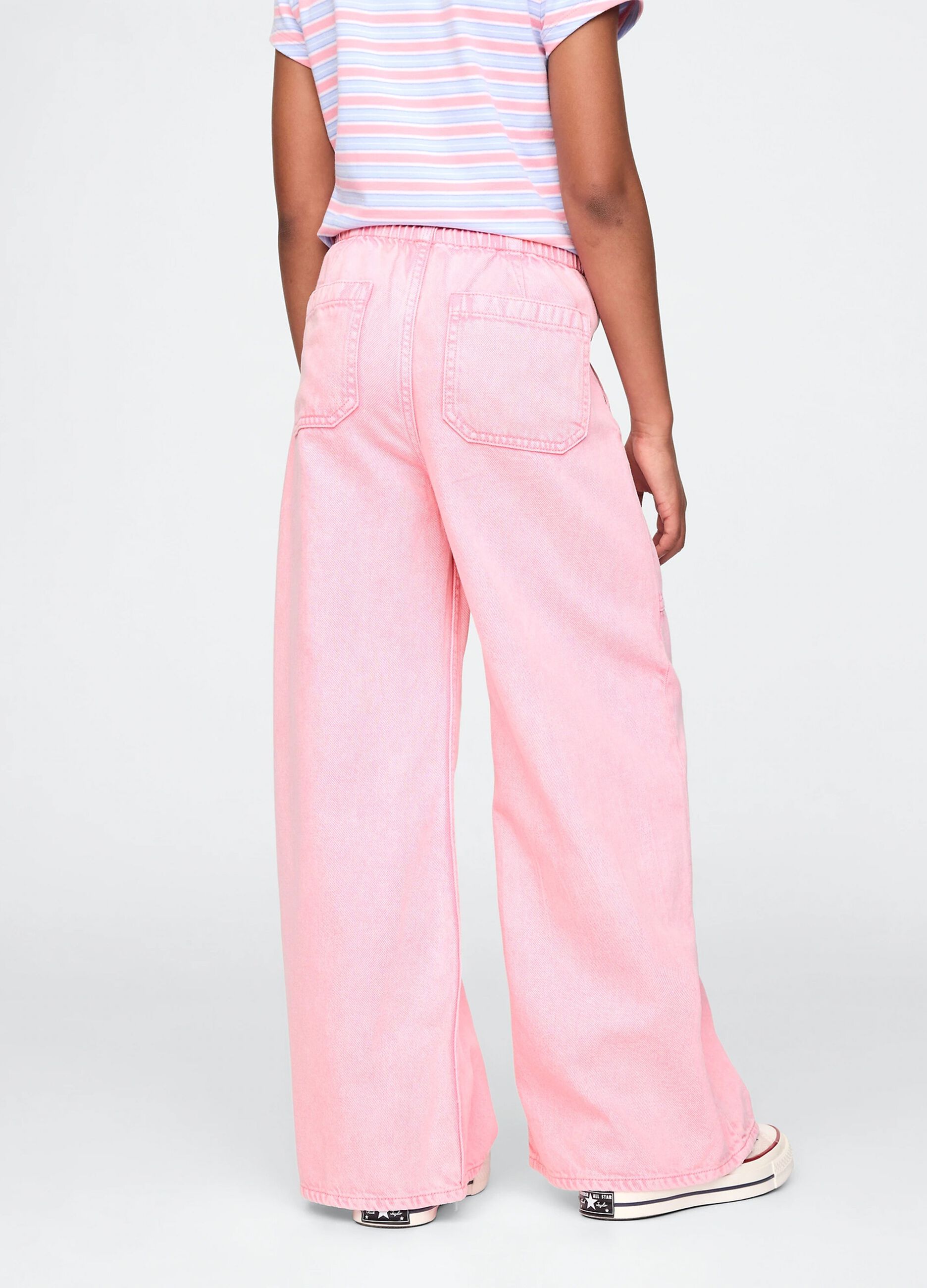 Pink wide-leg trousers with drawstring