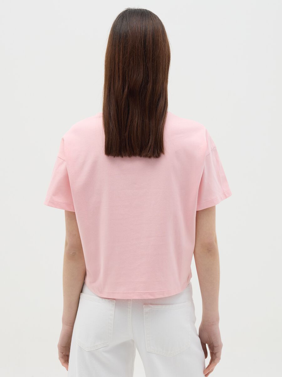 Pink cotton T-shirt with "Let's go Girl" print_3