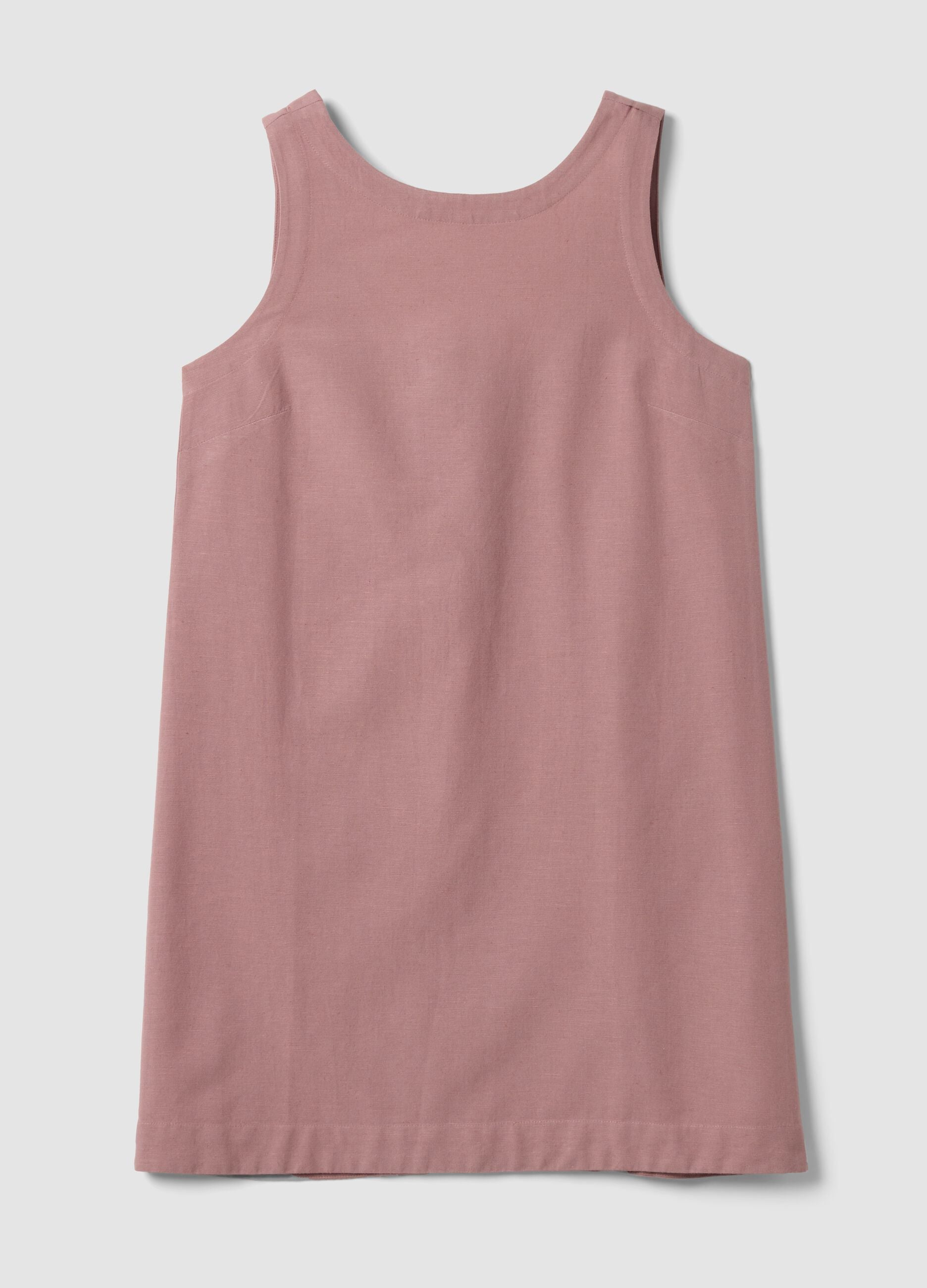 Pink regular-fit dress in a viscose, cotton and linen blend