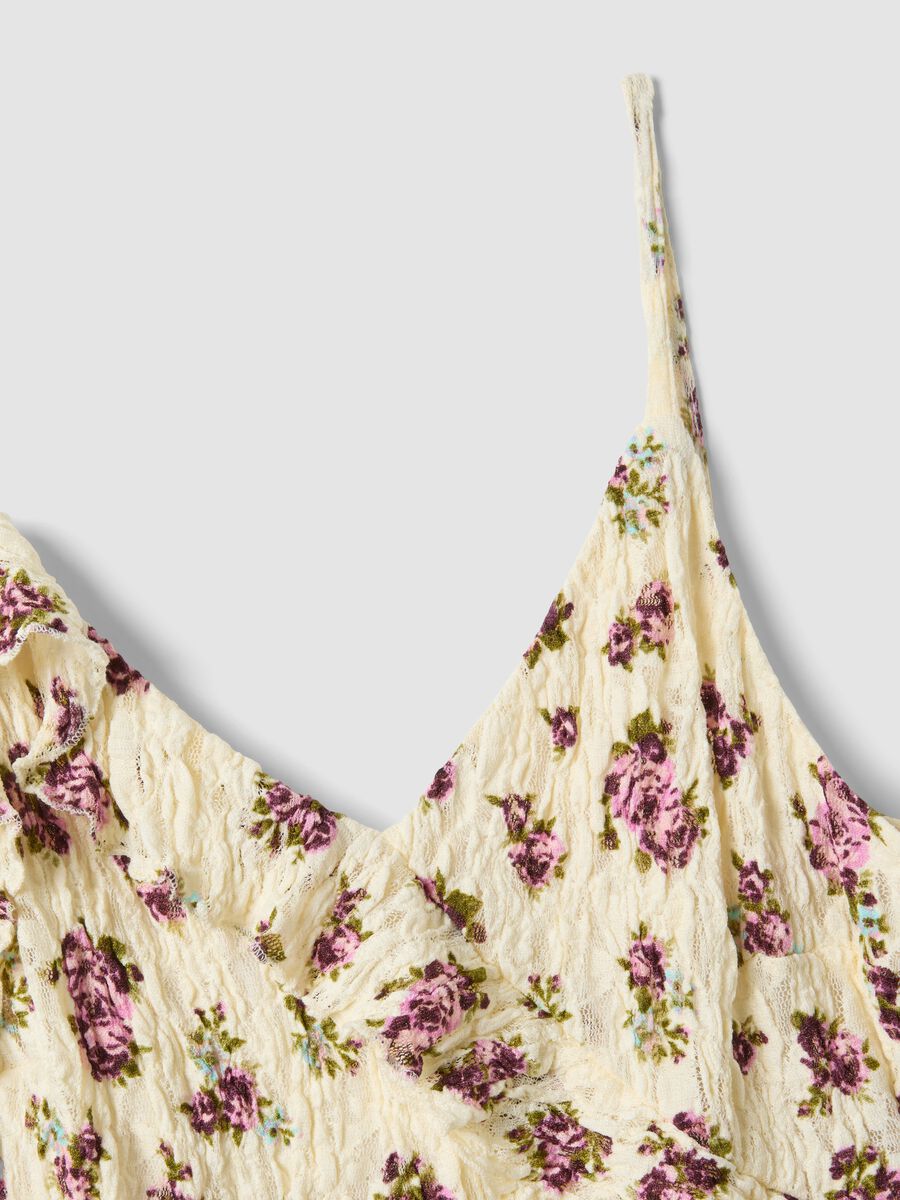 Beige stretch dress with floral print_5
