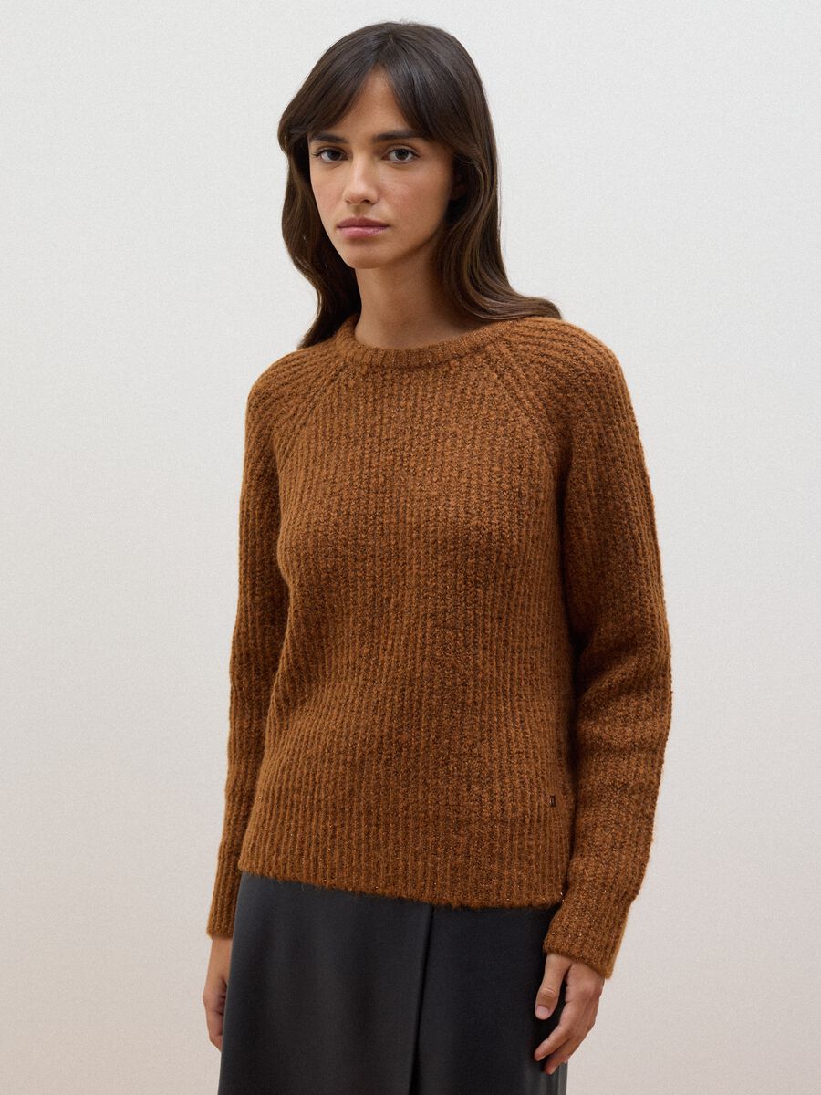 Brown regular-fit ribbed stretch-wool jumper_1