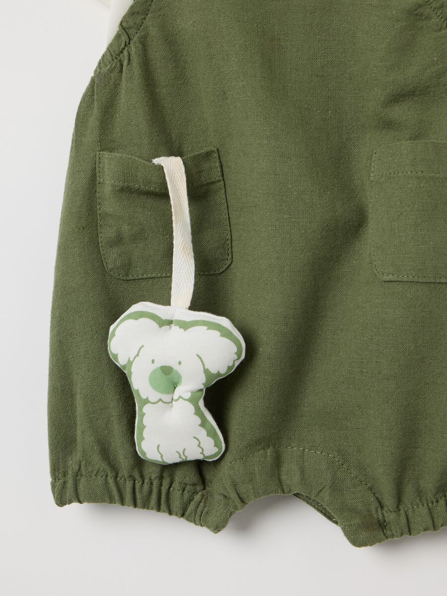 Baby set with green cotton and linen t-shirt and dungarees_2