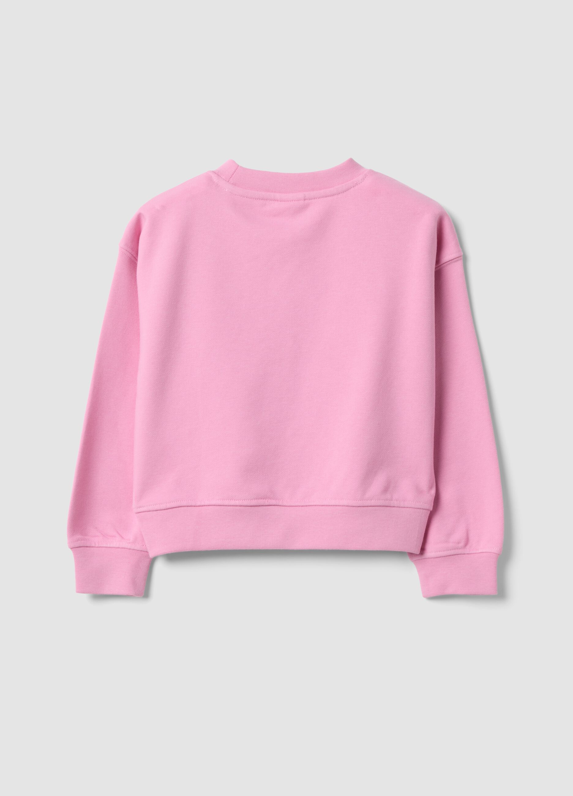 Pink cotton-blend sweatshirt with Lilo & Stitch front print for girls