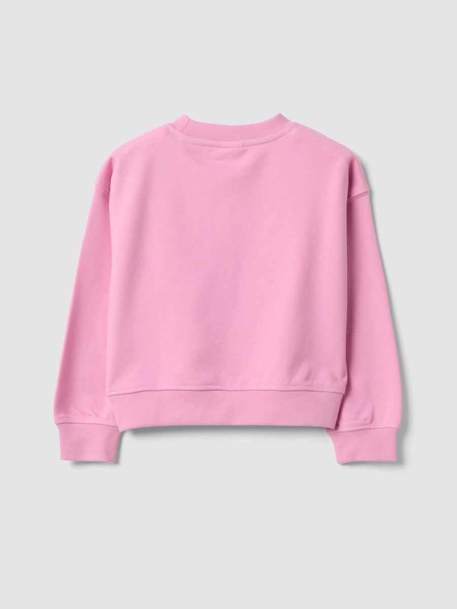 Felpa rosa in misto cotone con stampa frontale Lilo & Stitch per bambina_1