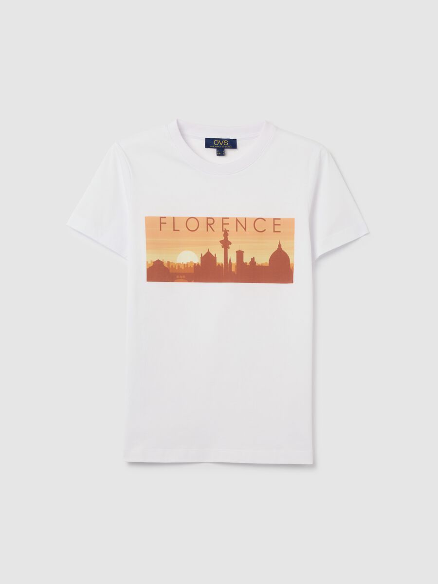 White T-shirt with Florence Ovs print_4