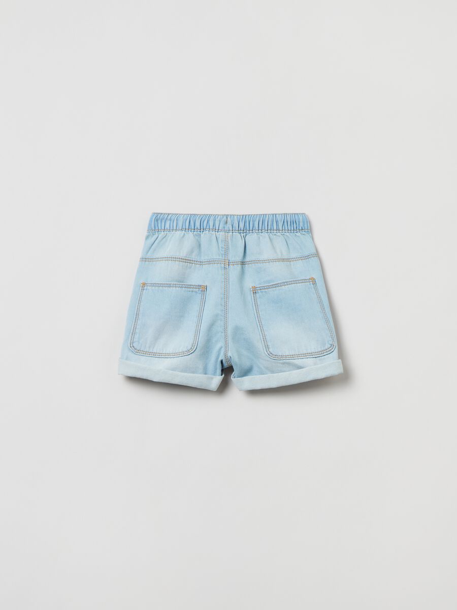 Shorts in denim con coulisse_1