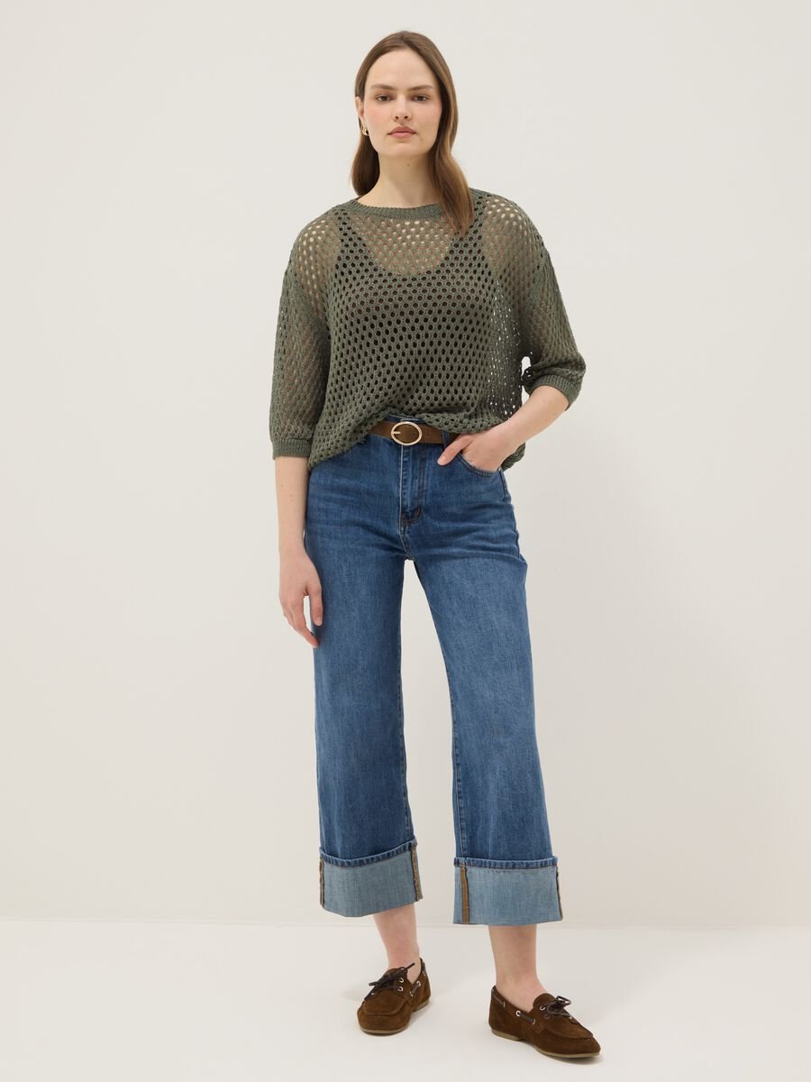 Green open-knit mesh top_1