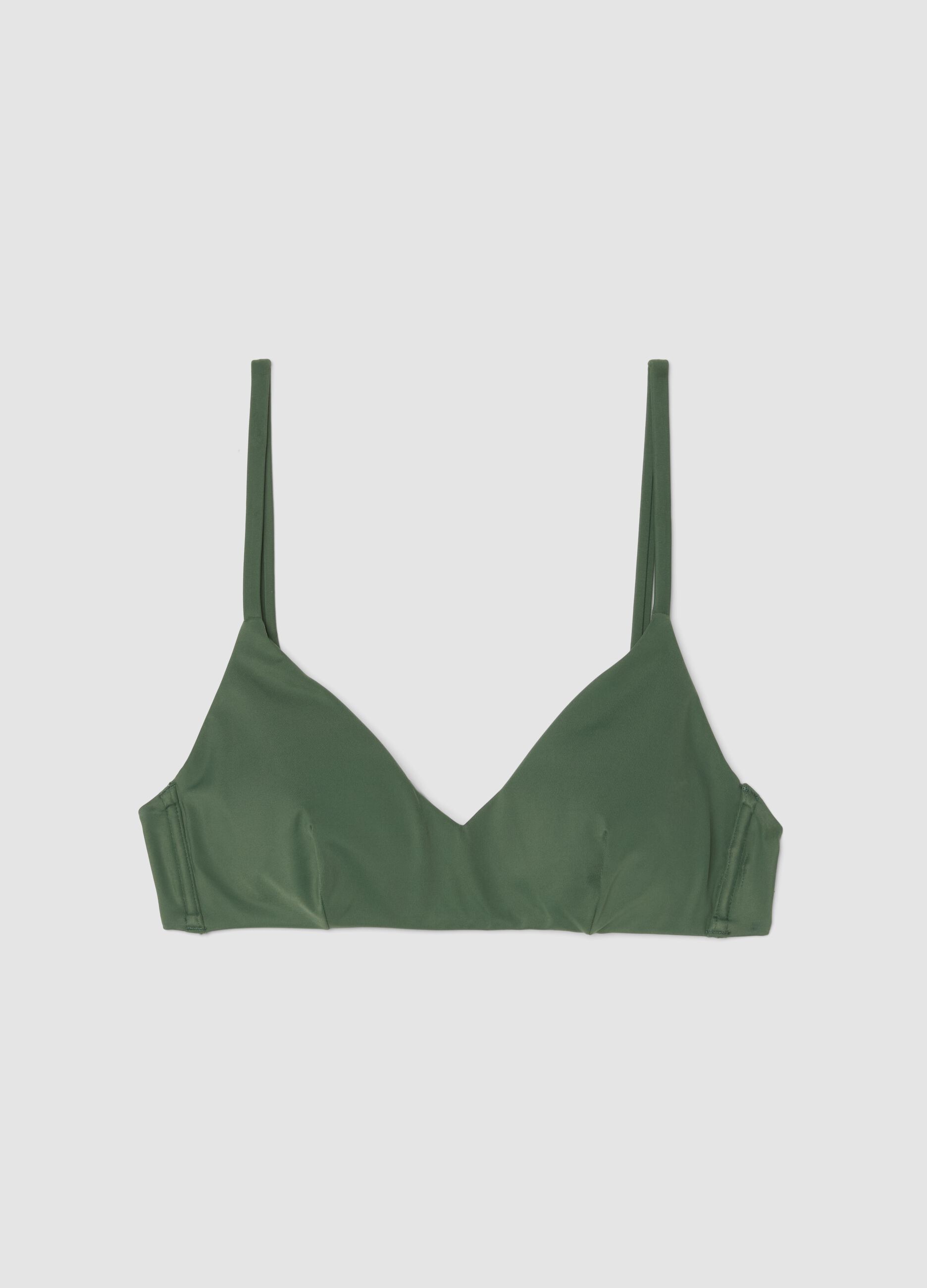 Green triangle bikini top with removable padding
