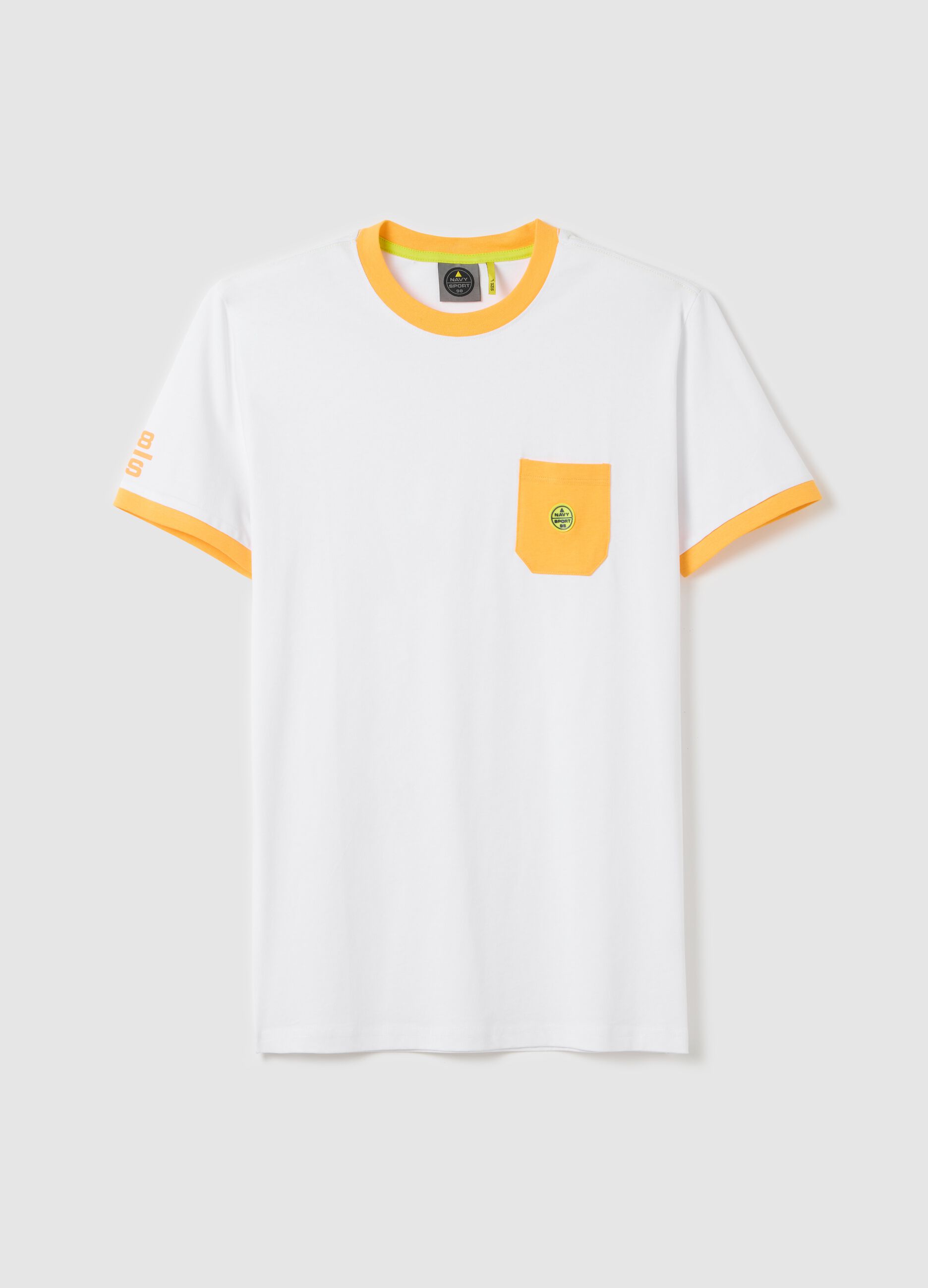 White T-shirt with pocket and contrasting details