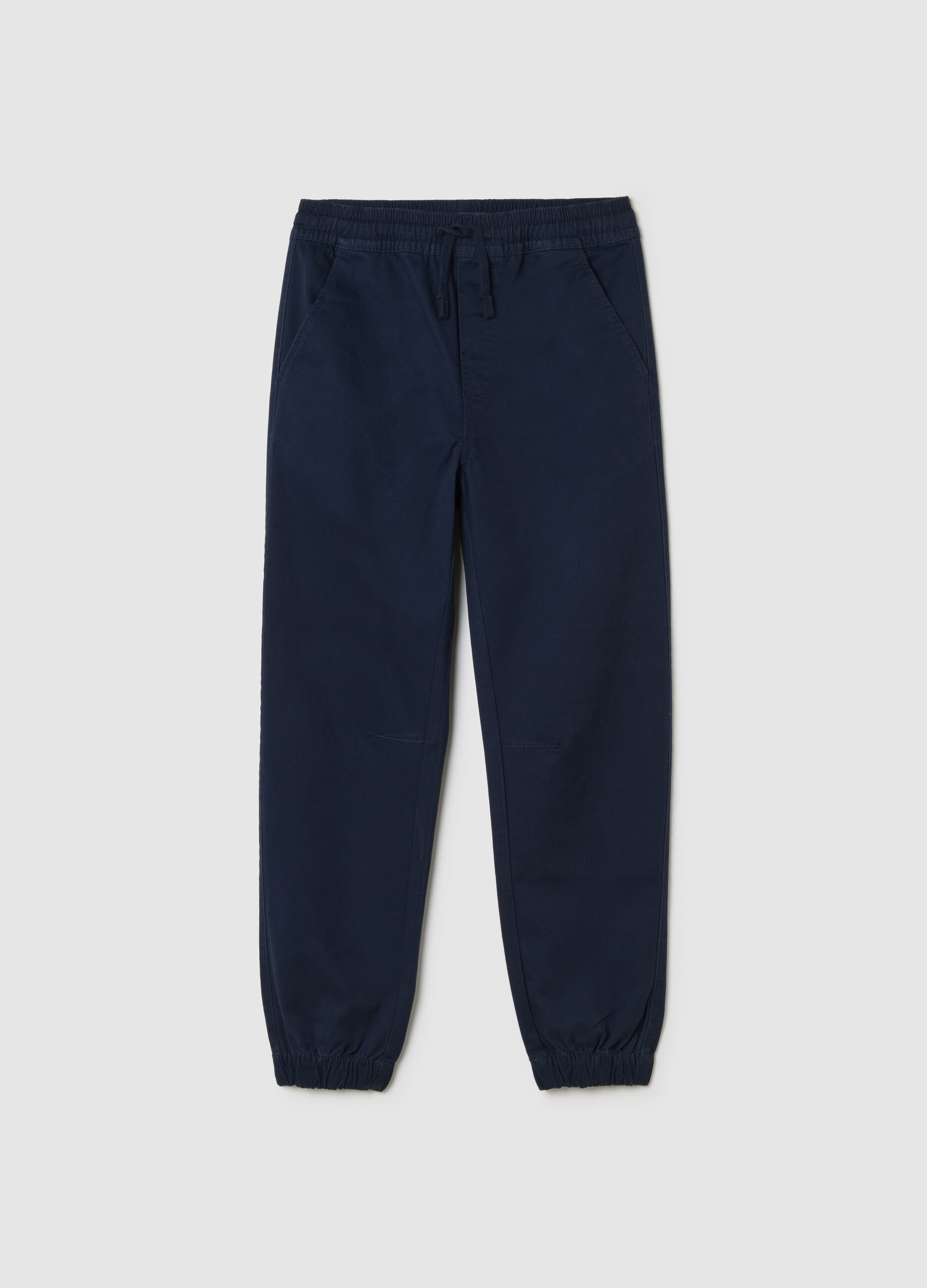 Blue Stretch Cotton Trousers