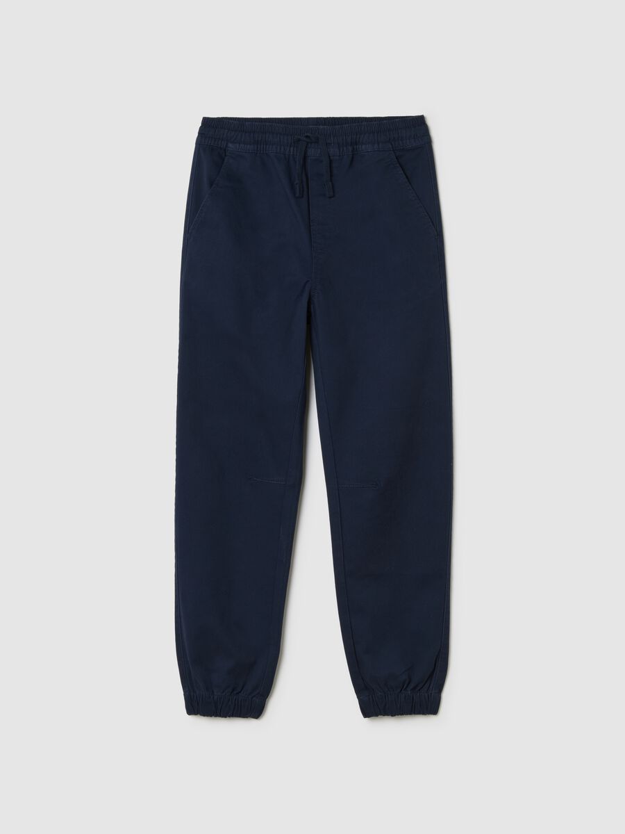 Pantaloni da ragazzo in cotone elasticizzato blu relaxed fit_0