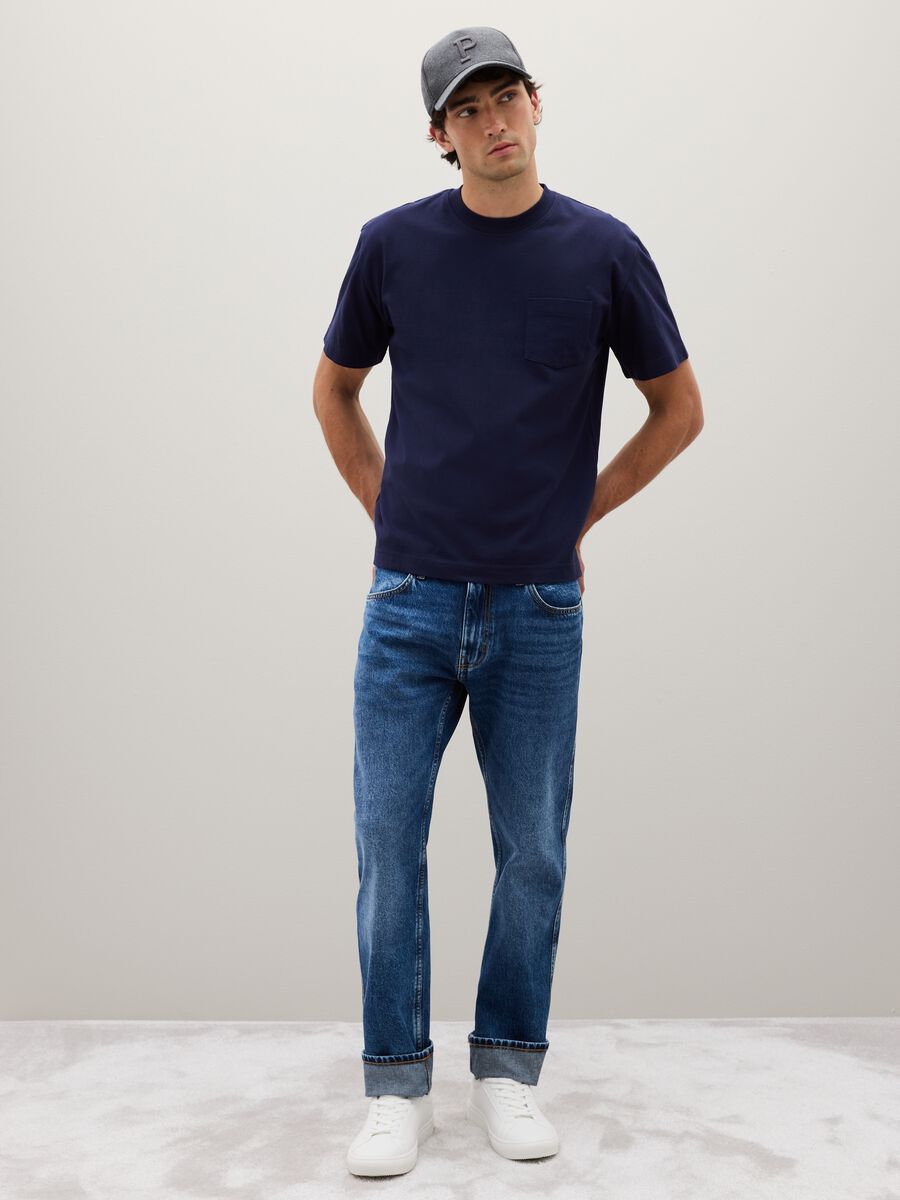 Pure cotton blue T-shirt regular fit_1