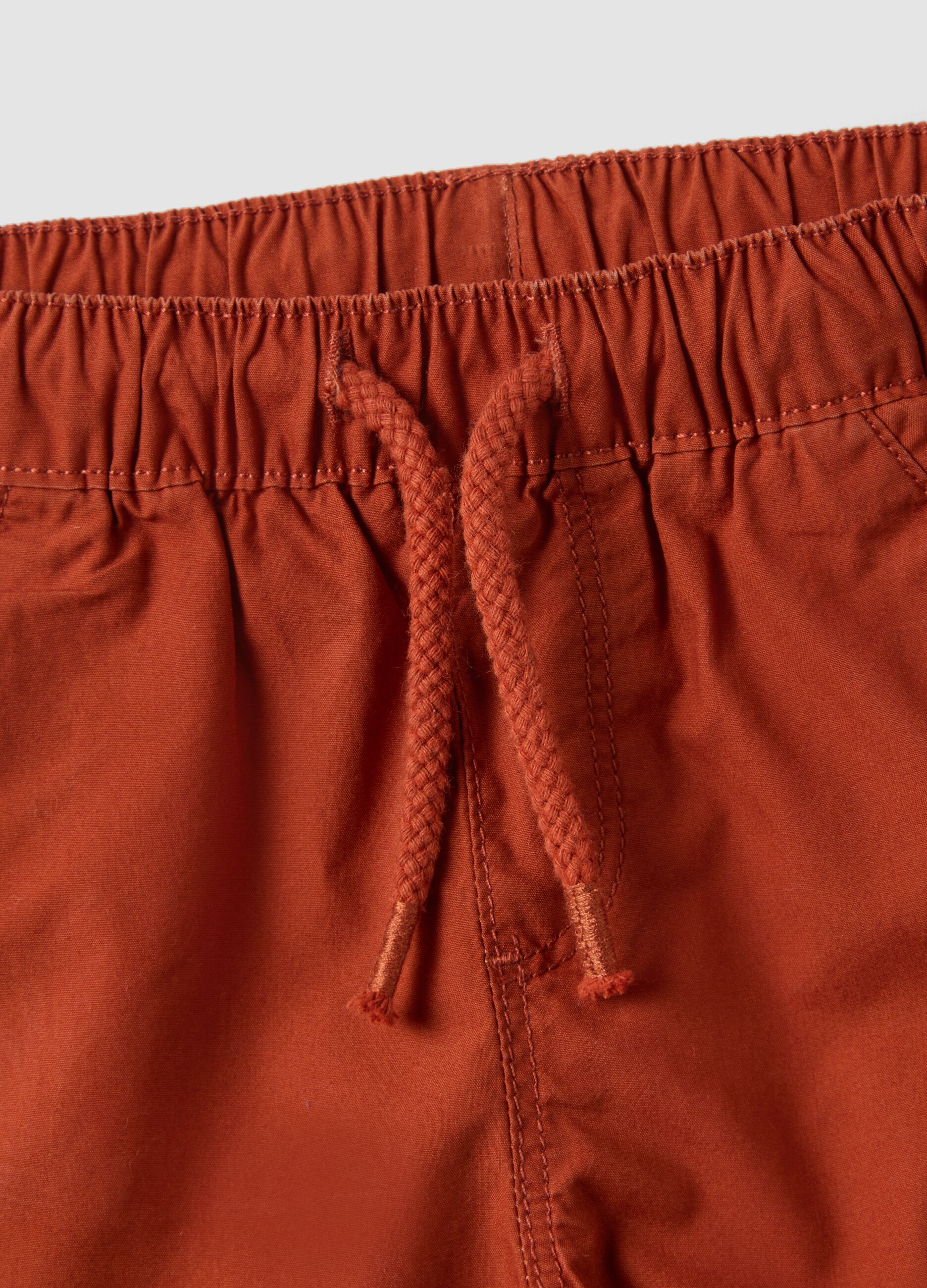 Orange pure cotton boys&rsquo; shorts, regular fit, with drawstring