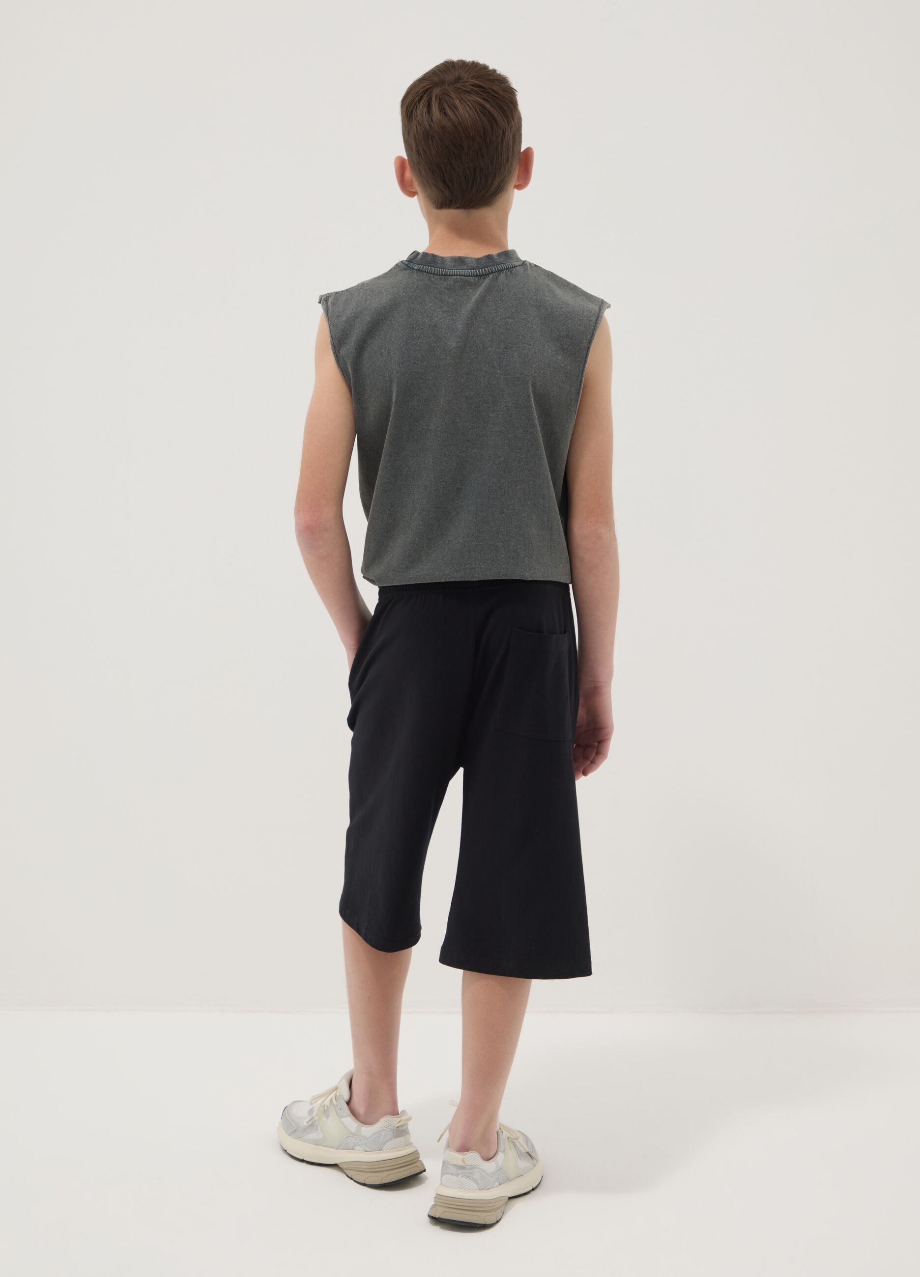 Boys&rsquo; black pure cotton shorts, comfort fit