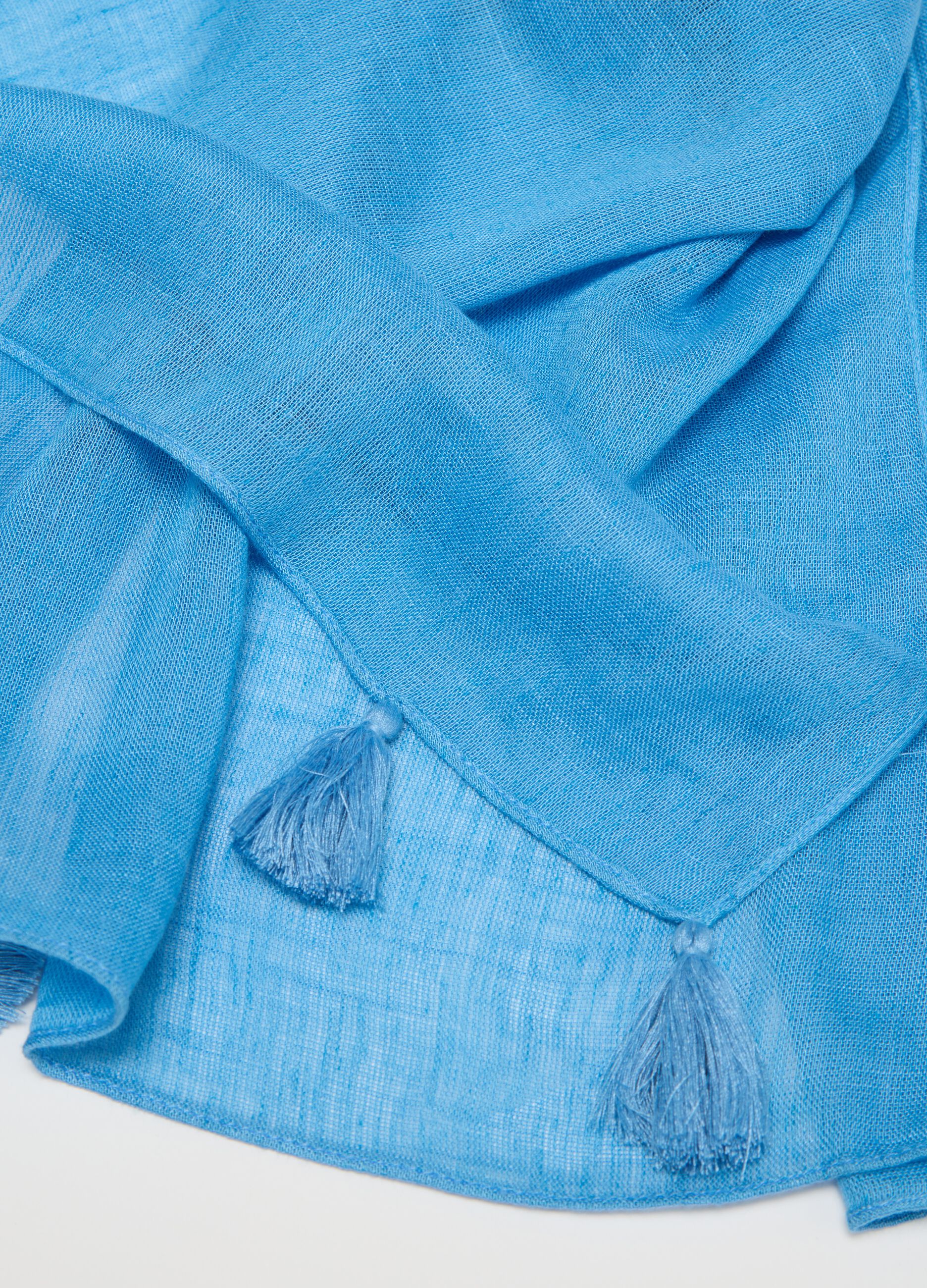 Light blue scarf with tassels