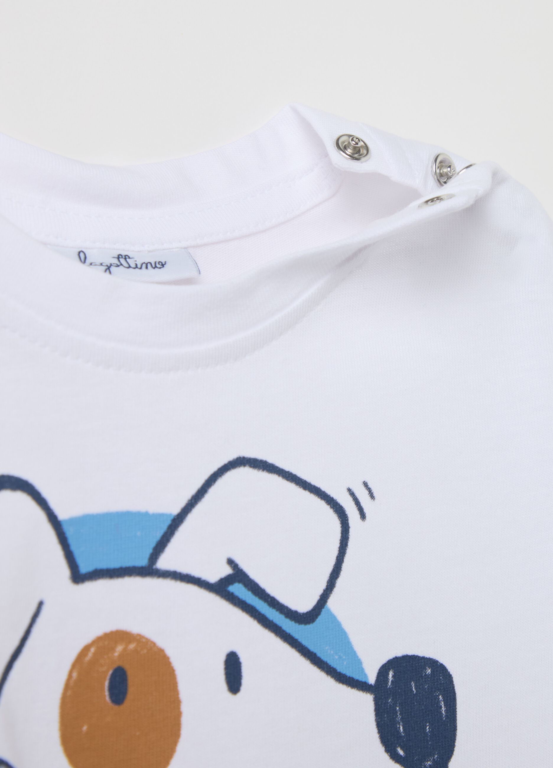 Cotton T-shirt with "My new friend" puppy print