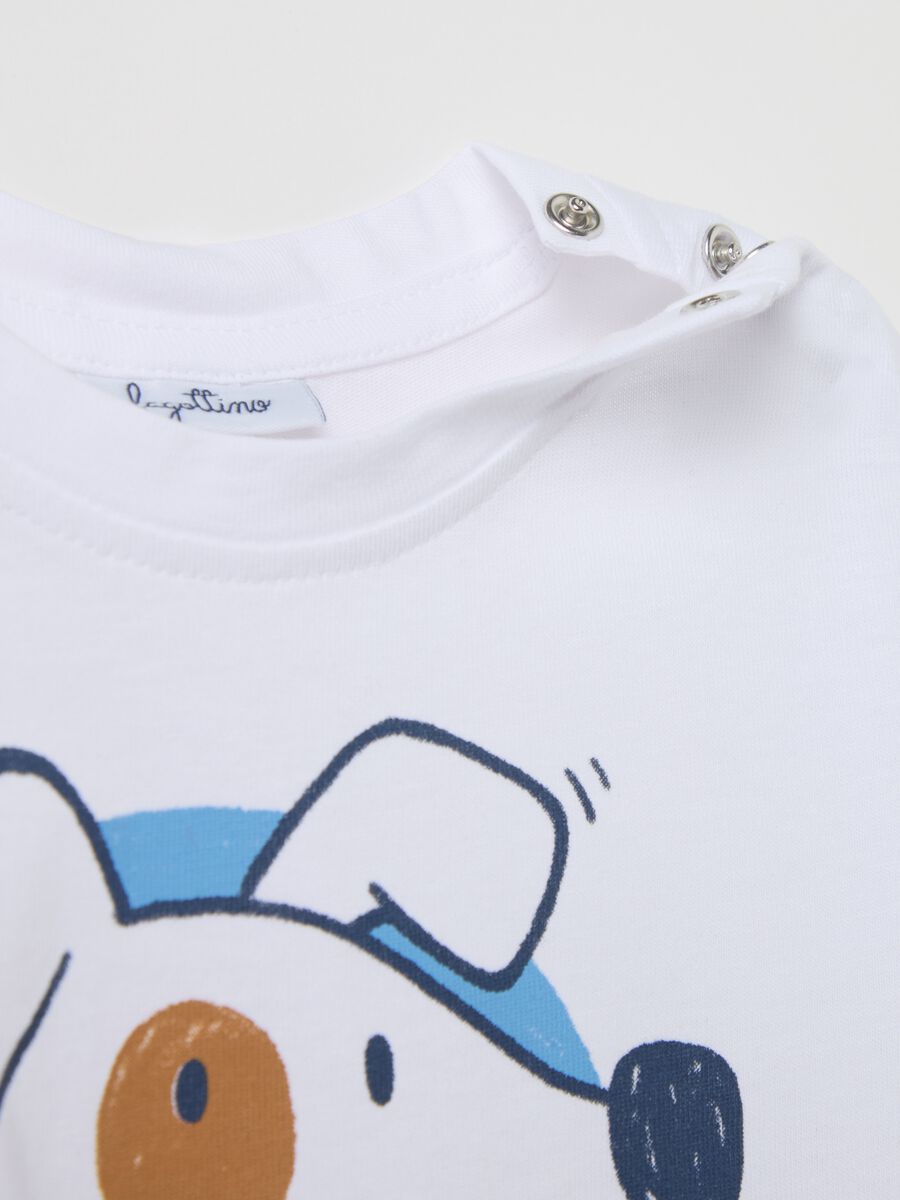 Cotton T-shirt with "My new friend" puppy print_2