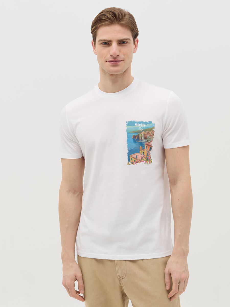 Cotton T-shirt with "Sicily Italy" print_0