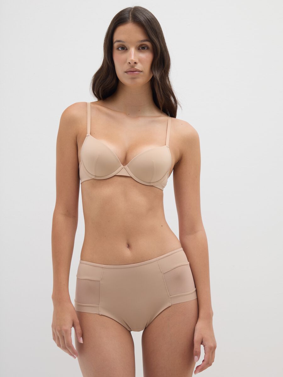 High-waisted briefs in beige stretch blend_0
