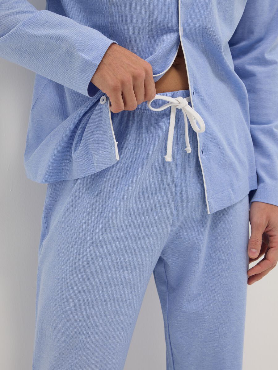 Regular fit blue pure cotton pyjamas_3