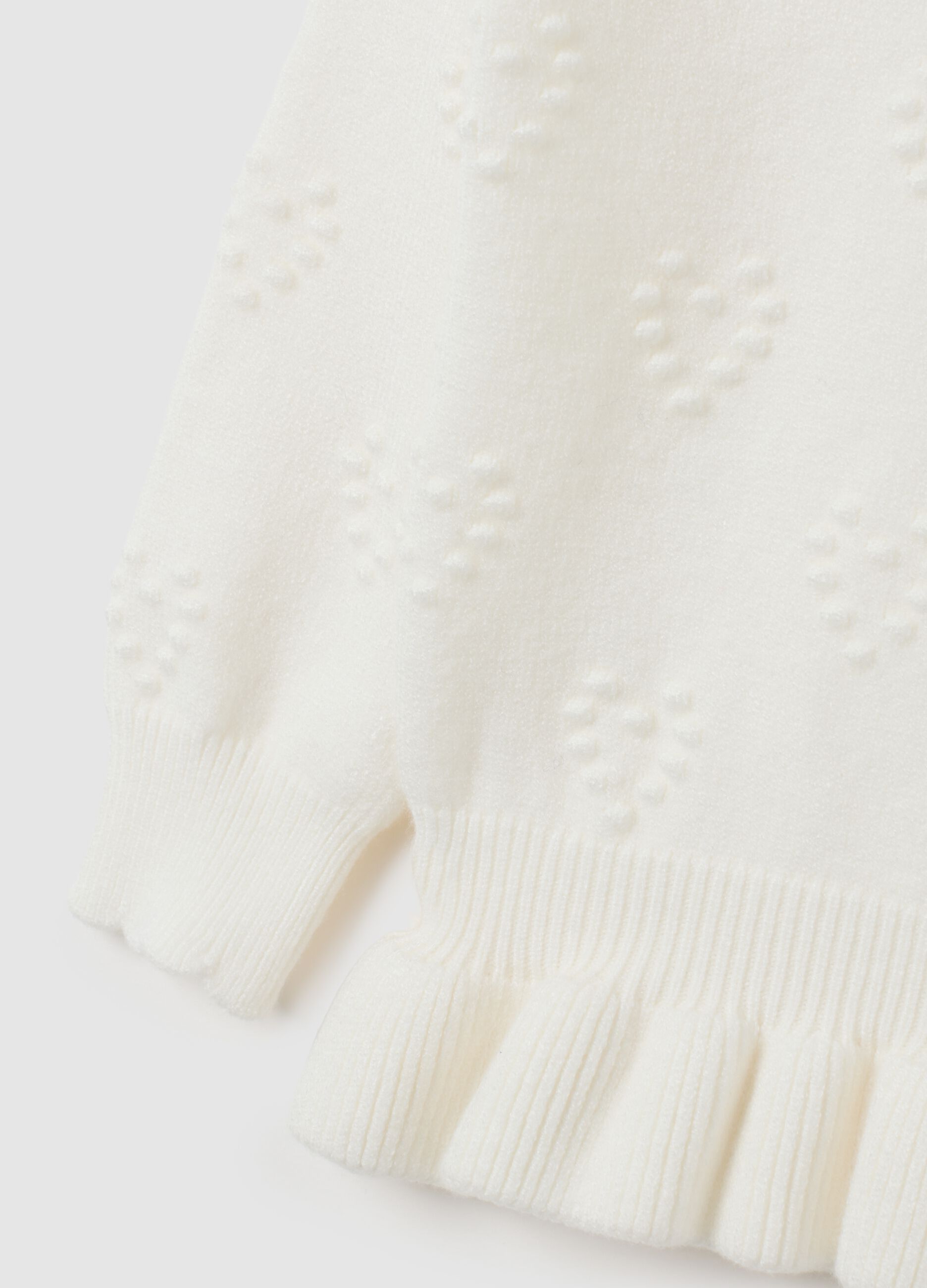 Girl's White Regular Fit Sweater
