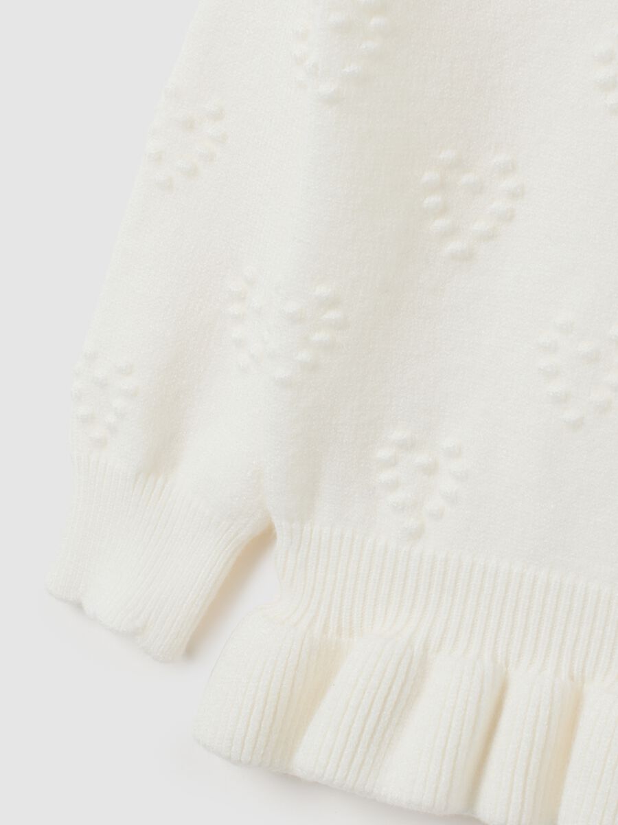 Girl's White Regular Fit Sweater_2
