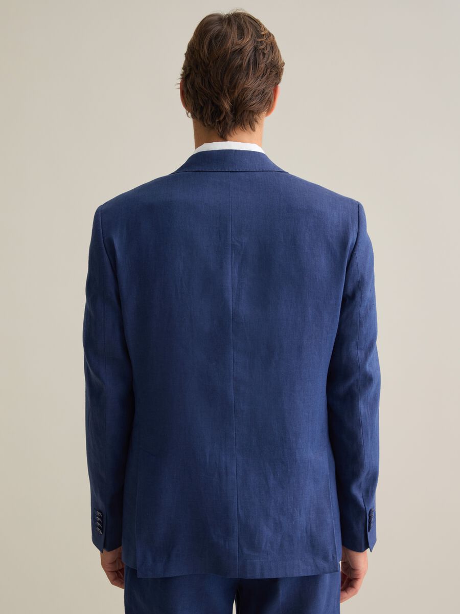 Men's Blazer in Pure Blue Linen Slim Fit_2