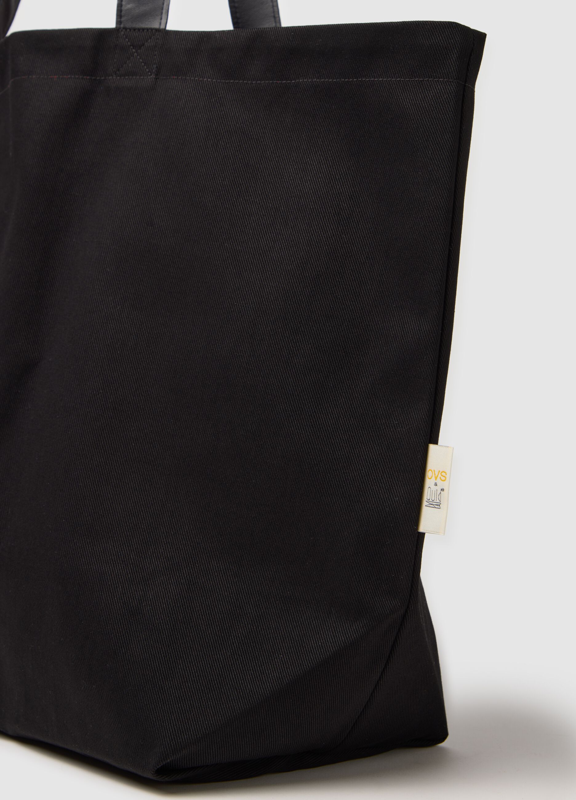 QUID men's black cotton and stretch fabric shopper