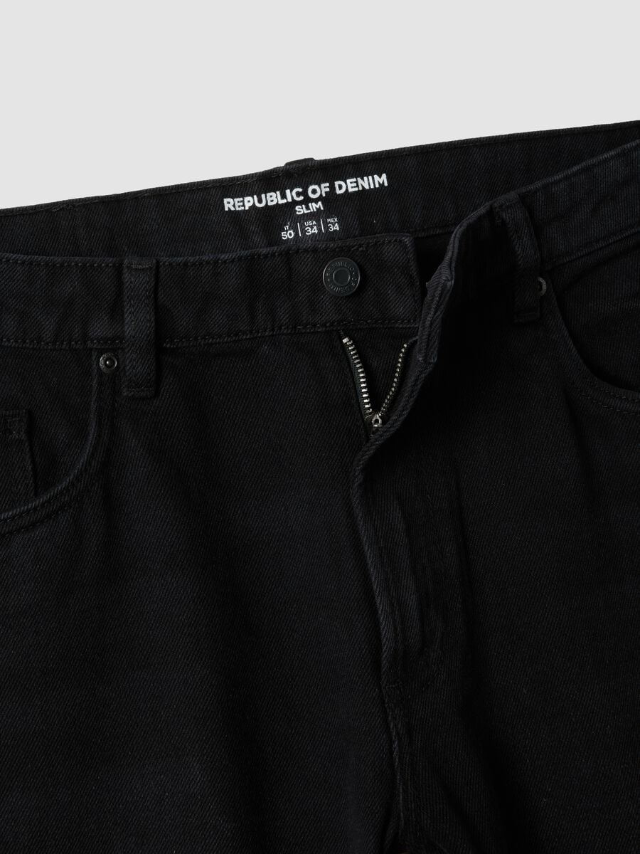 Black cotton and viscose-blend slim-fit jeans_1