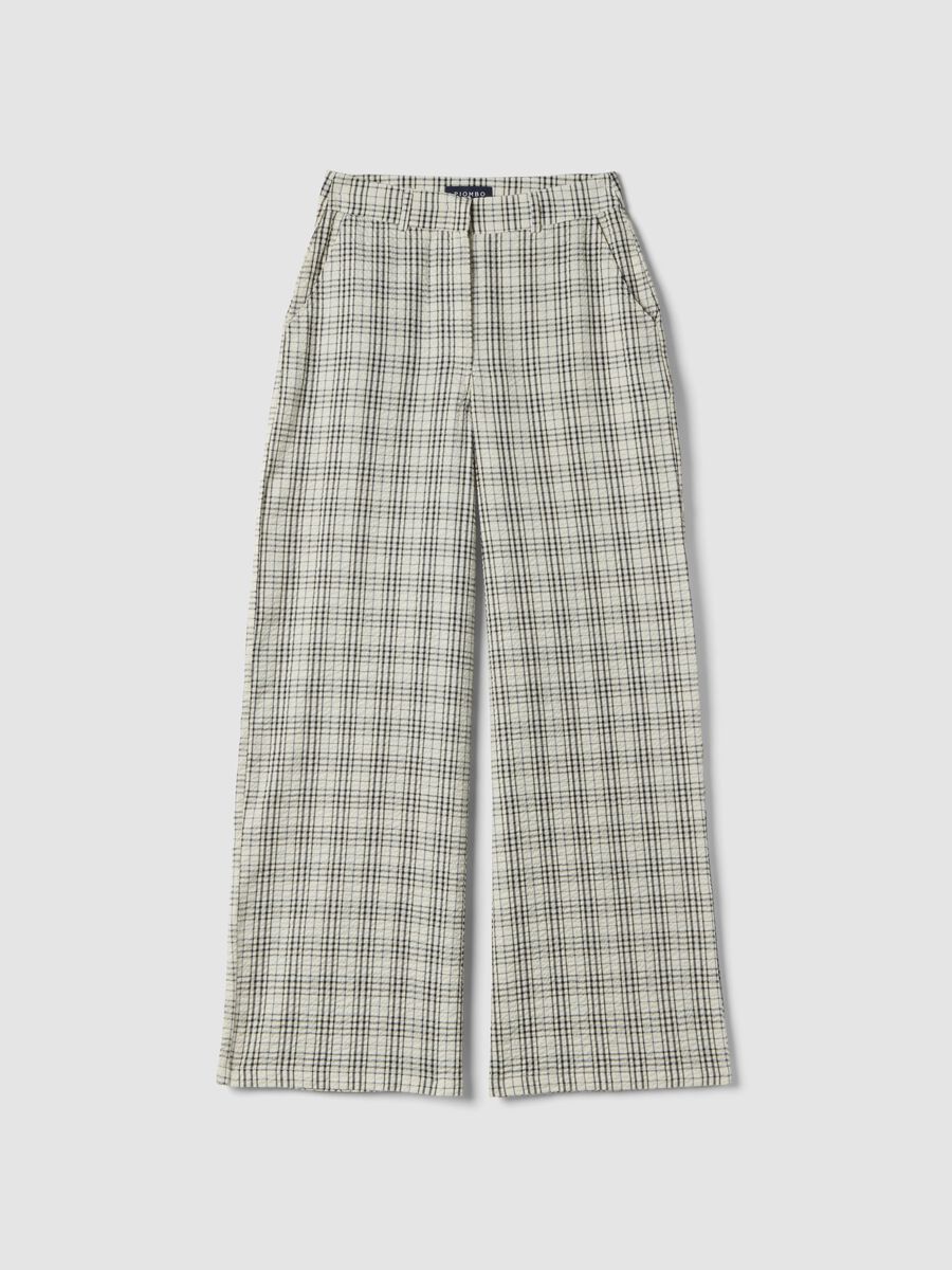 Multicolour Checked Pure Cotton Wide Leg Chino Trousers_4
