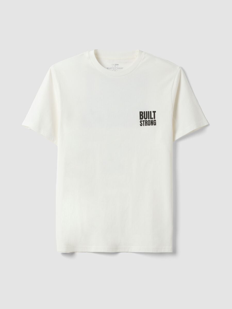 White pure cotton jersey T-shirt with graphic print, regular fit_4