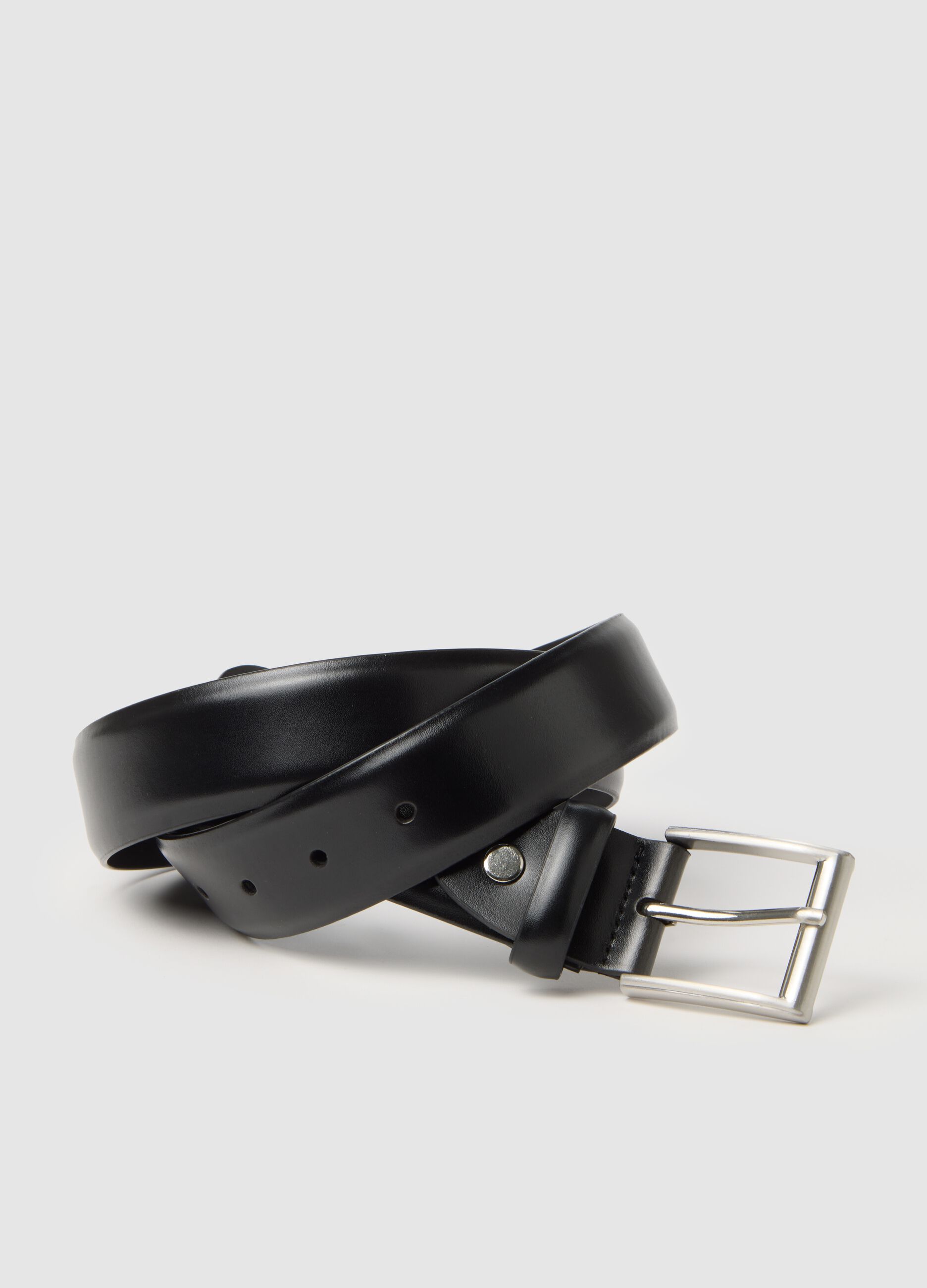 Black genuine leather belt