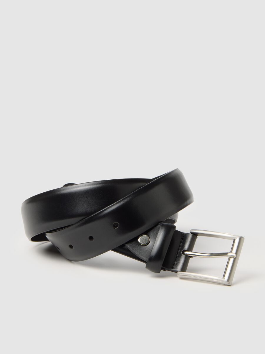 Black genuine leather belt_2