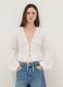 White pure cotton blouse regular fit with ties_2