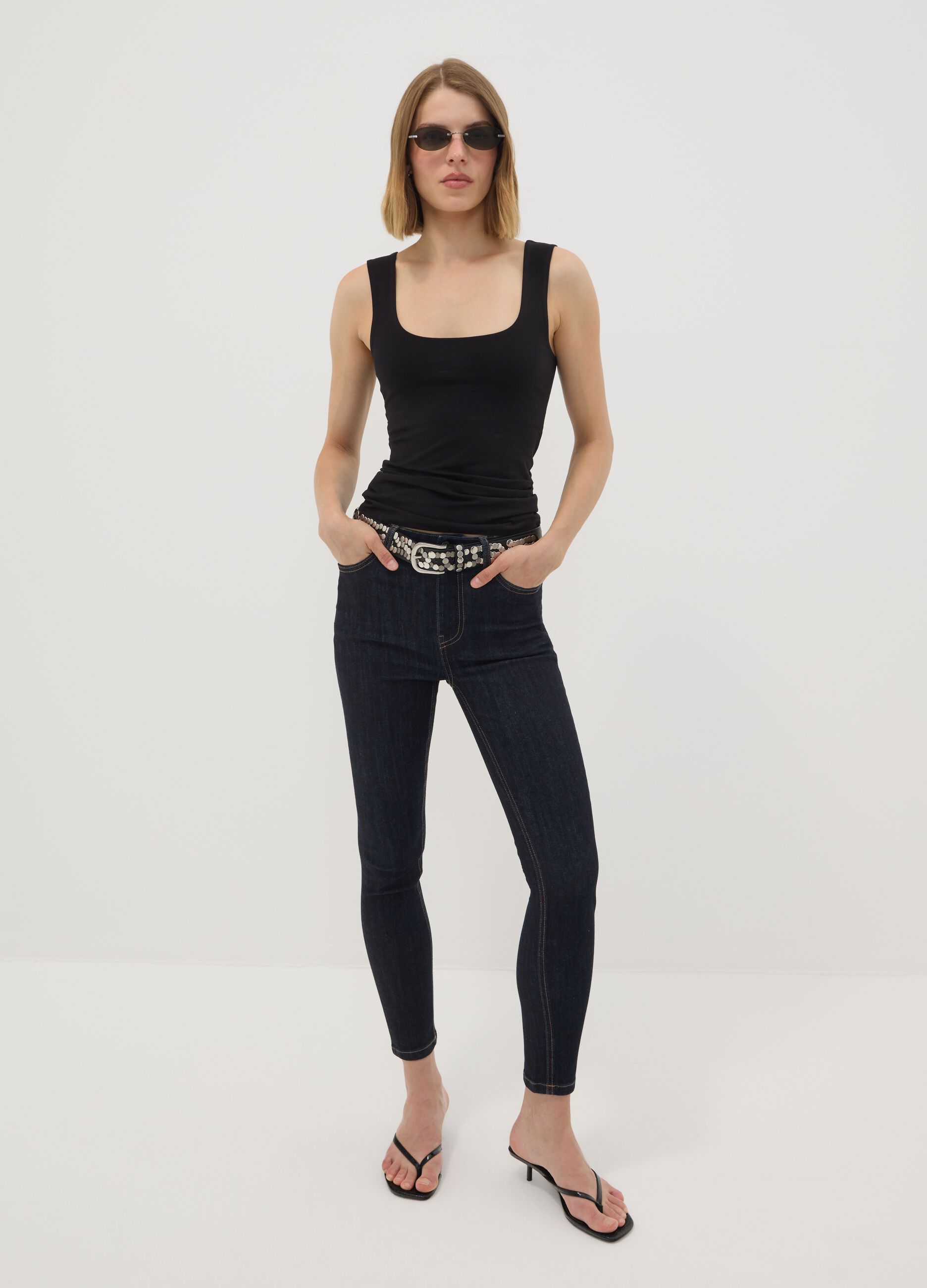 Blue denim skinny-fit jeans in stretch cotton