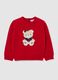 Regular fit red jumper for girls with teddy bear embroidery_0