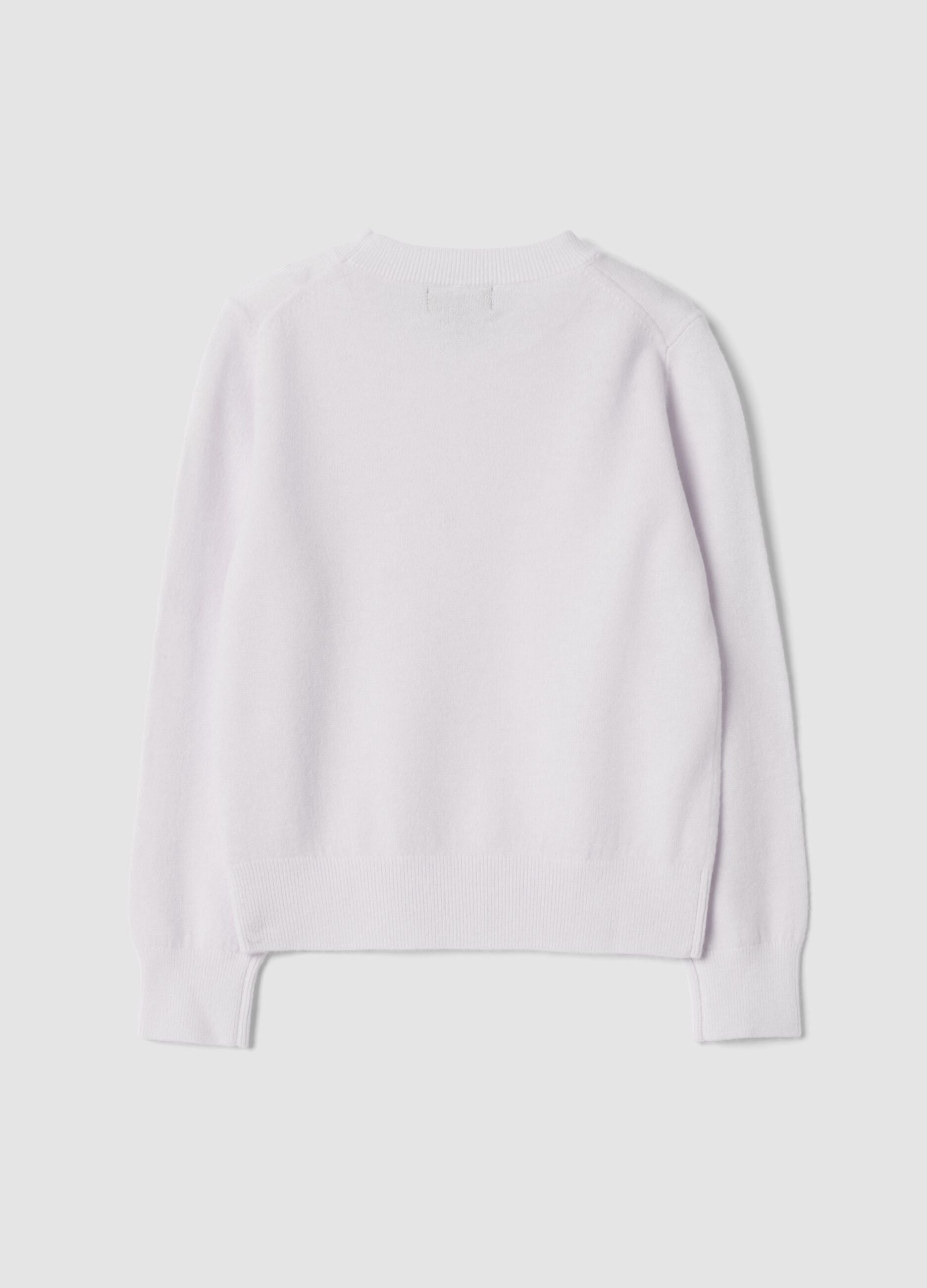 White pure wool regular-fit long-sleeve jumper