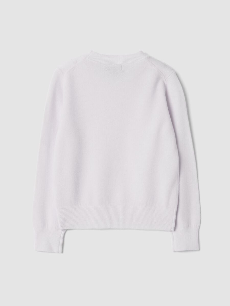 Maglione bianco in pura lana a maniche lunghe regular fit_5