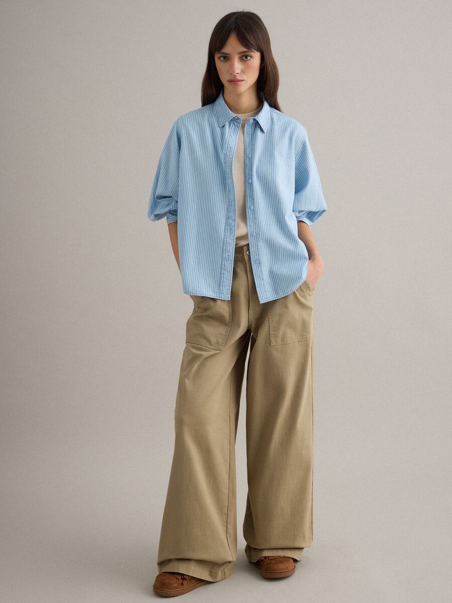 Blue striped cotton shirt, regular fit_1