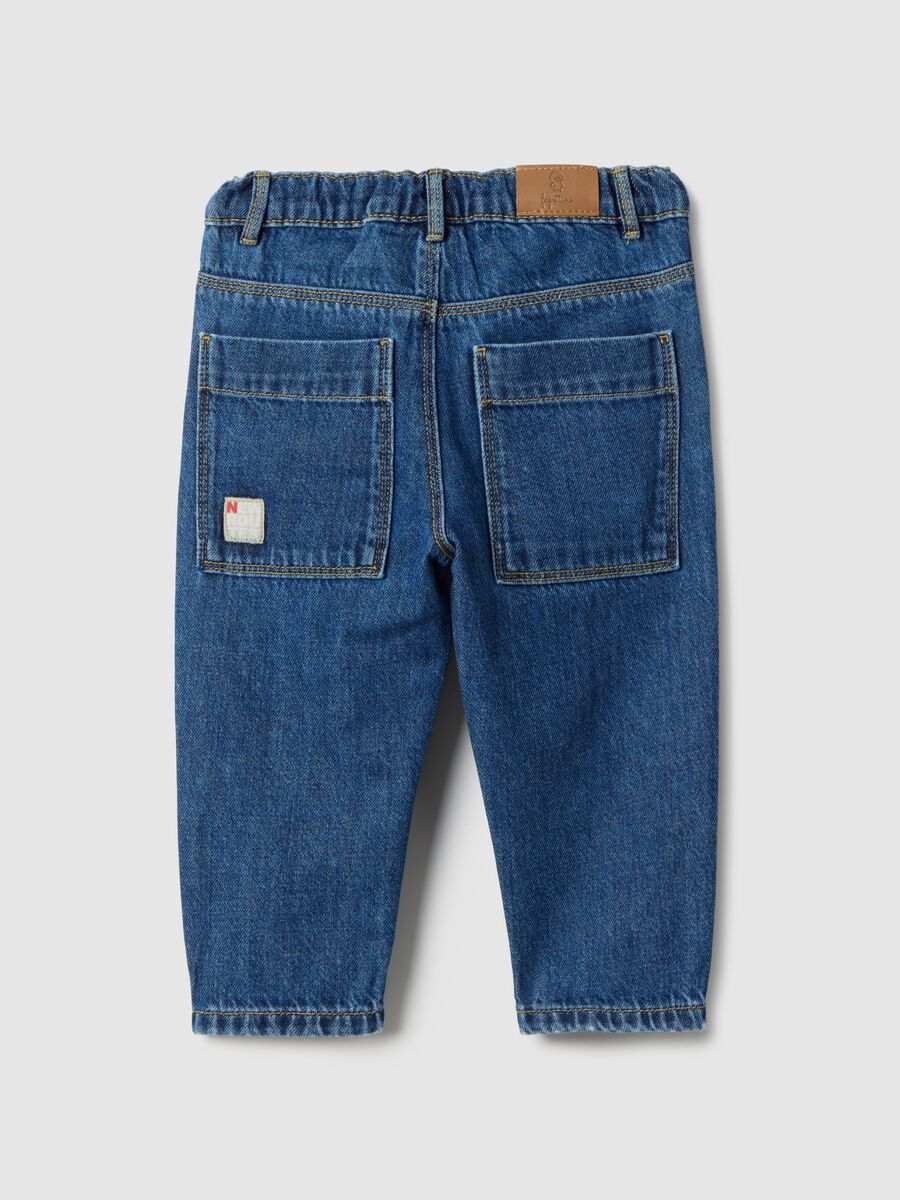Pantaloni in puro cotone denim blu regular fit per bimbo_1