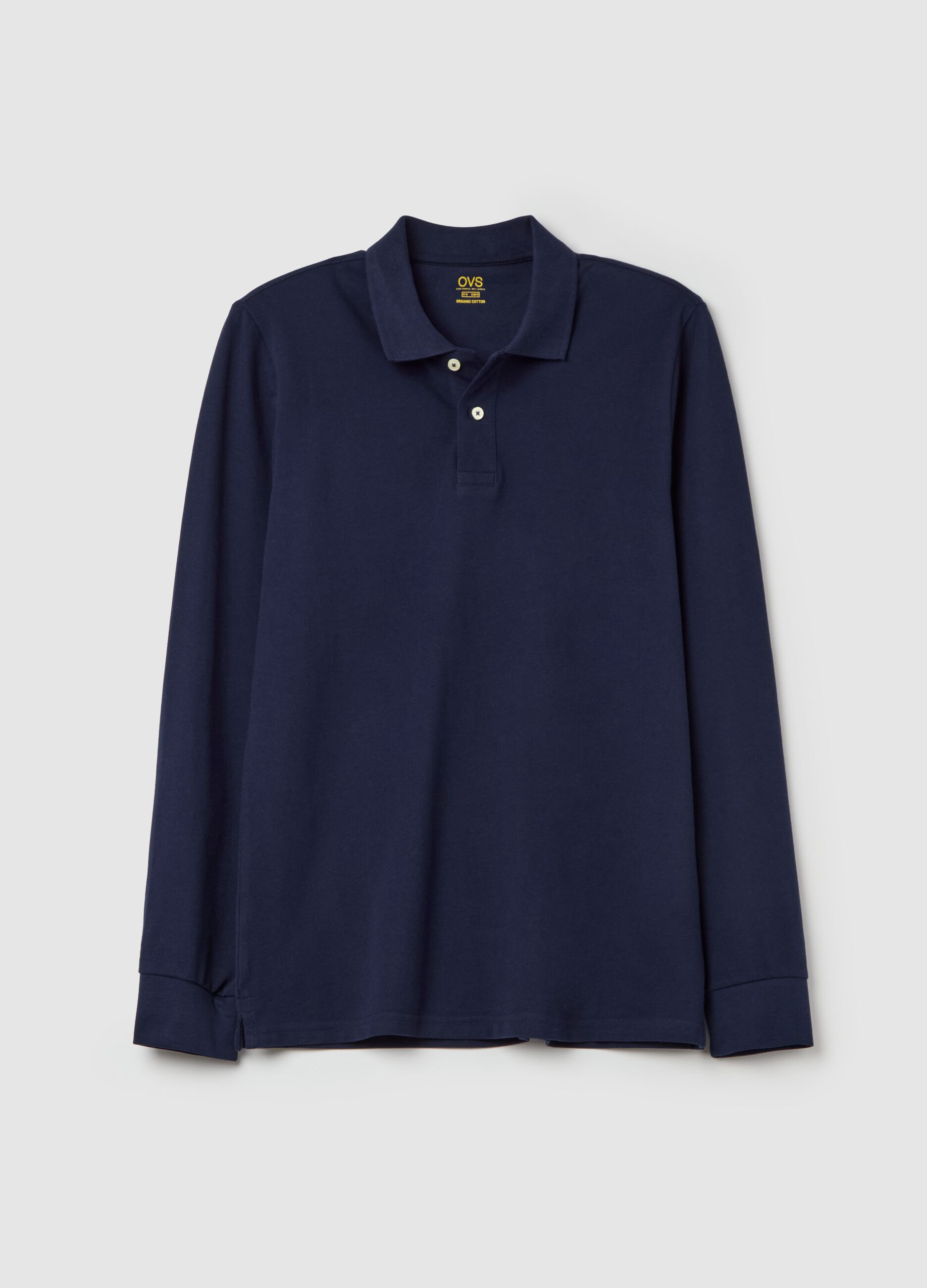 Long-sleeved polo shirt in organic cotton