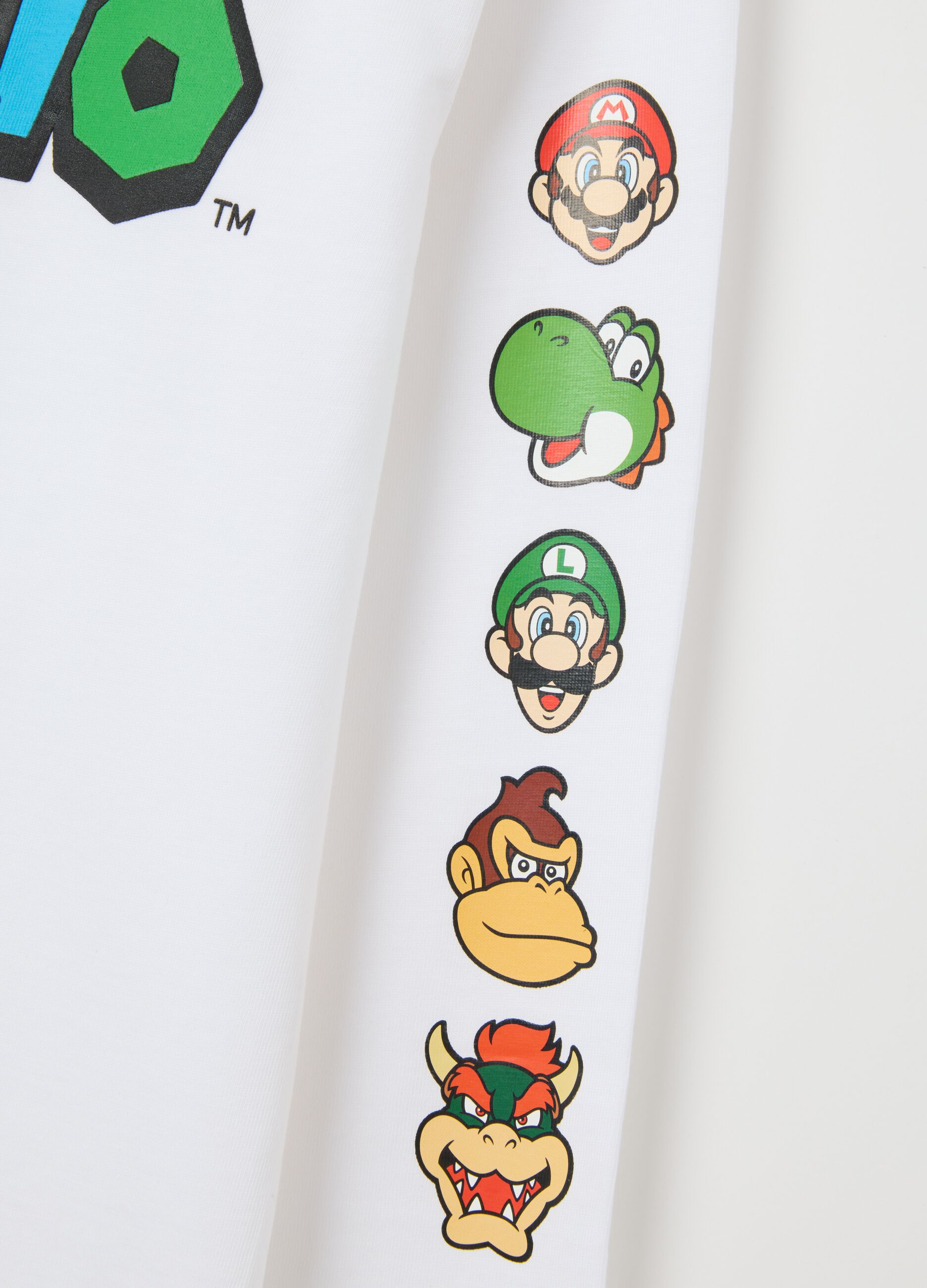 White pure cotton child's T-shirt, regular fit with characters