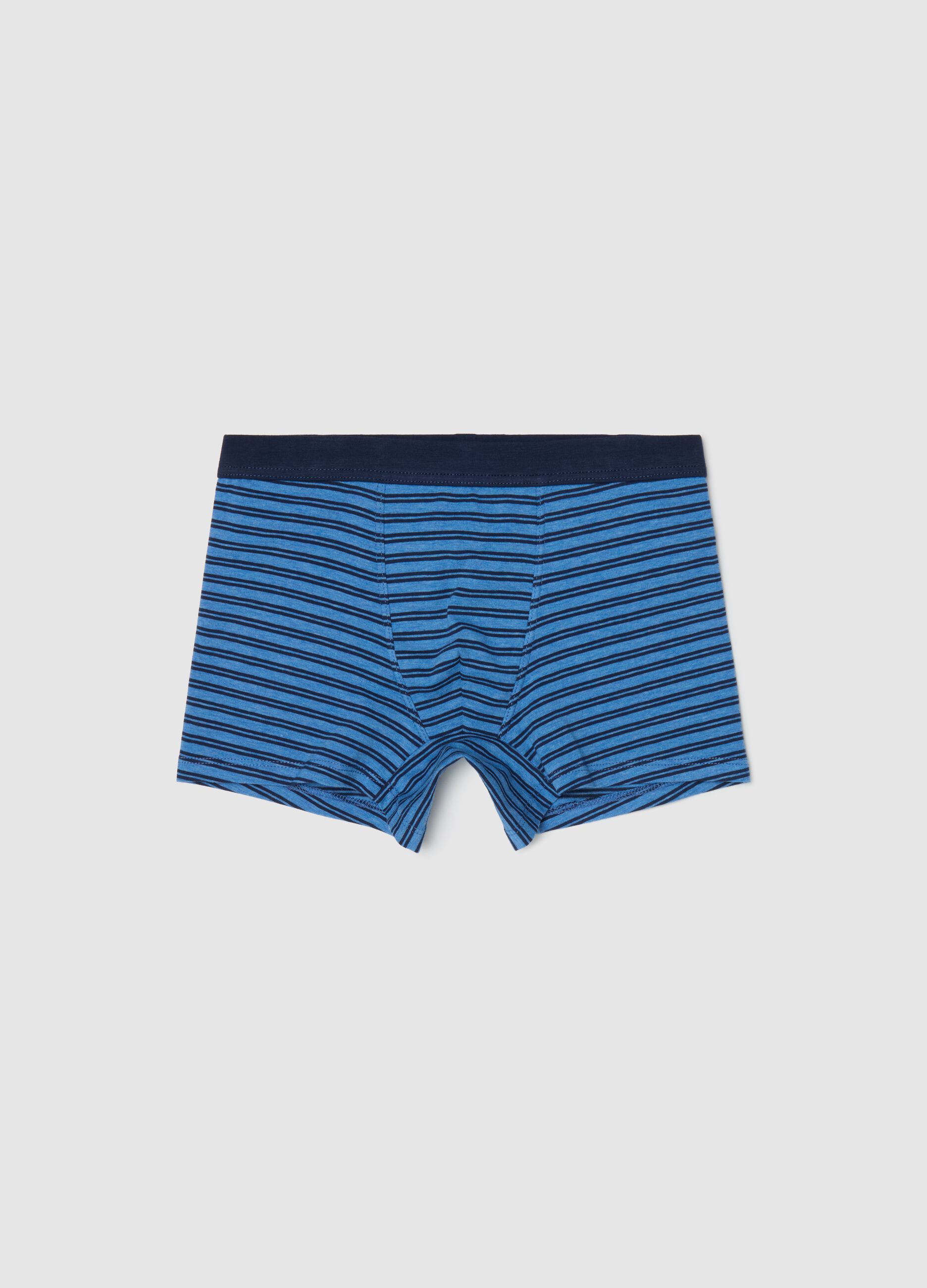 Striped midi boxer shorts in stretch cotton