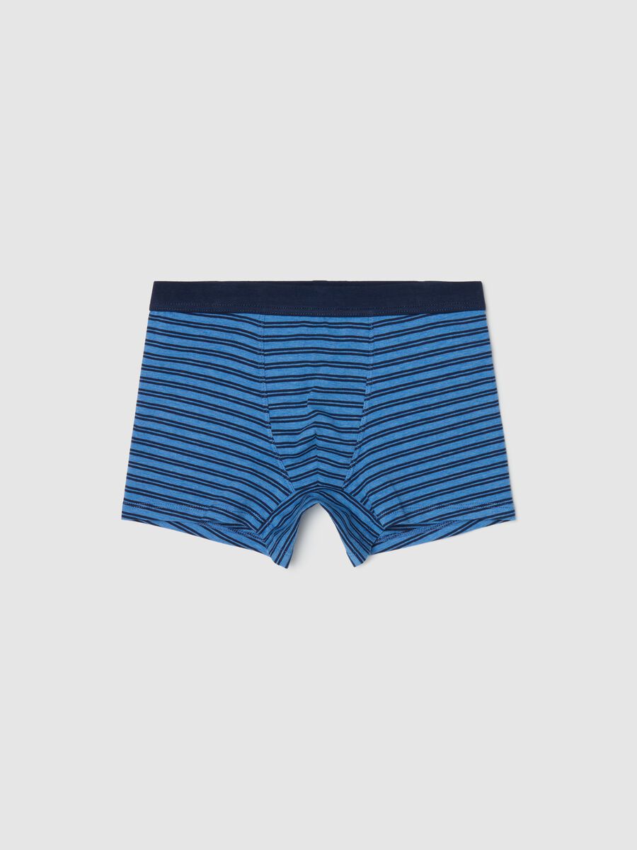 Boxer midi in cotone stretch a righe_0