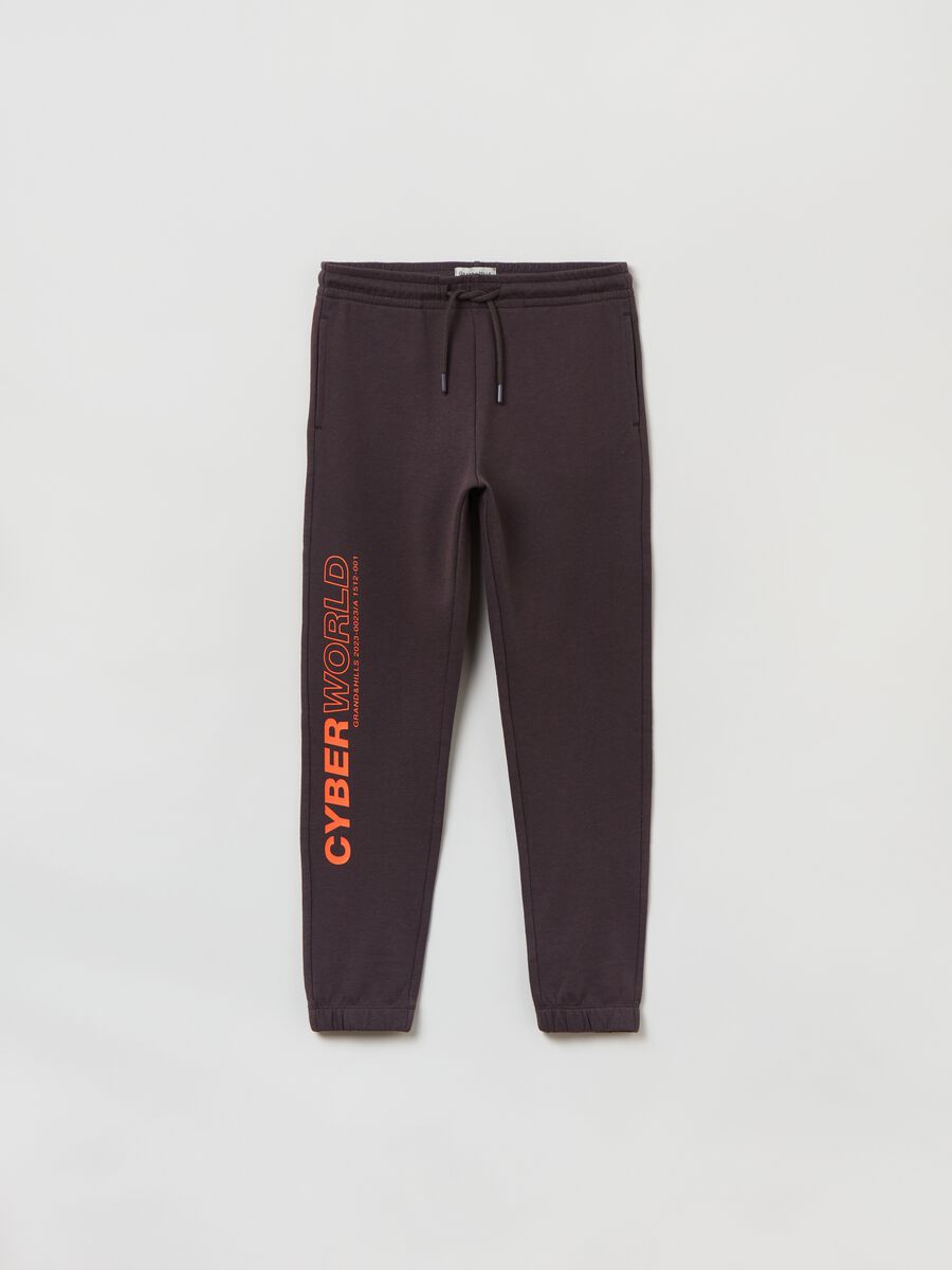 Joggers in felpa con coulisse e stampa _0