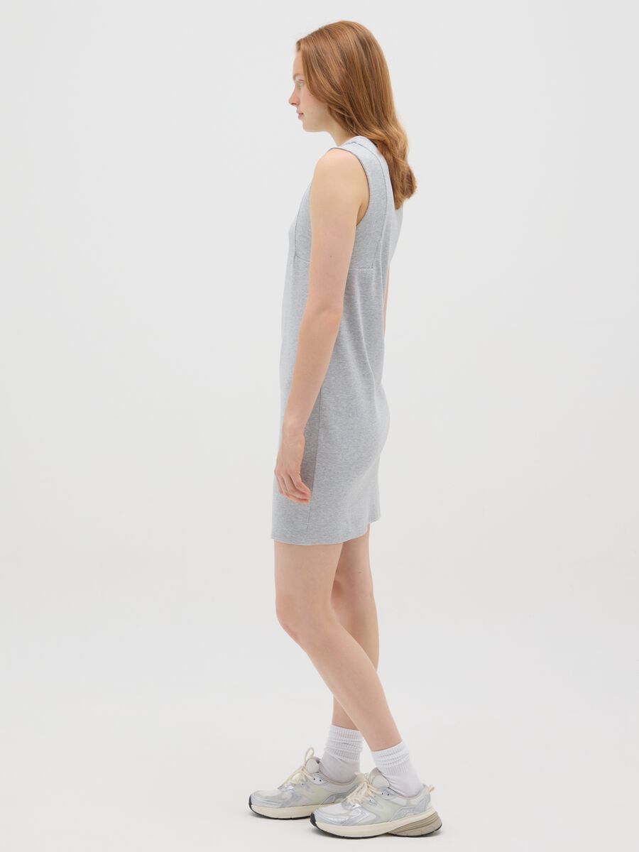 Grey fitted stretch cotton women's dress_1